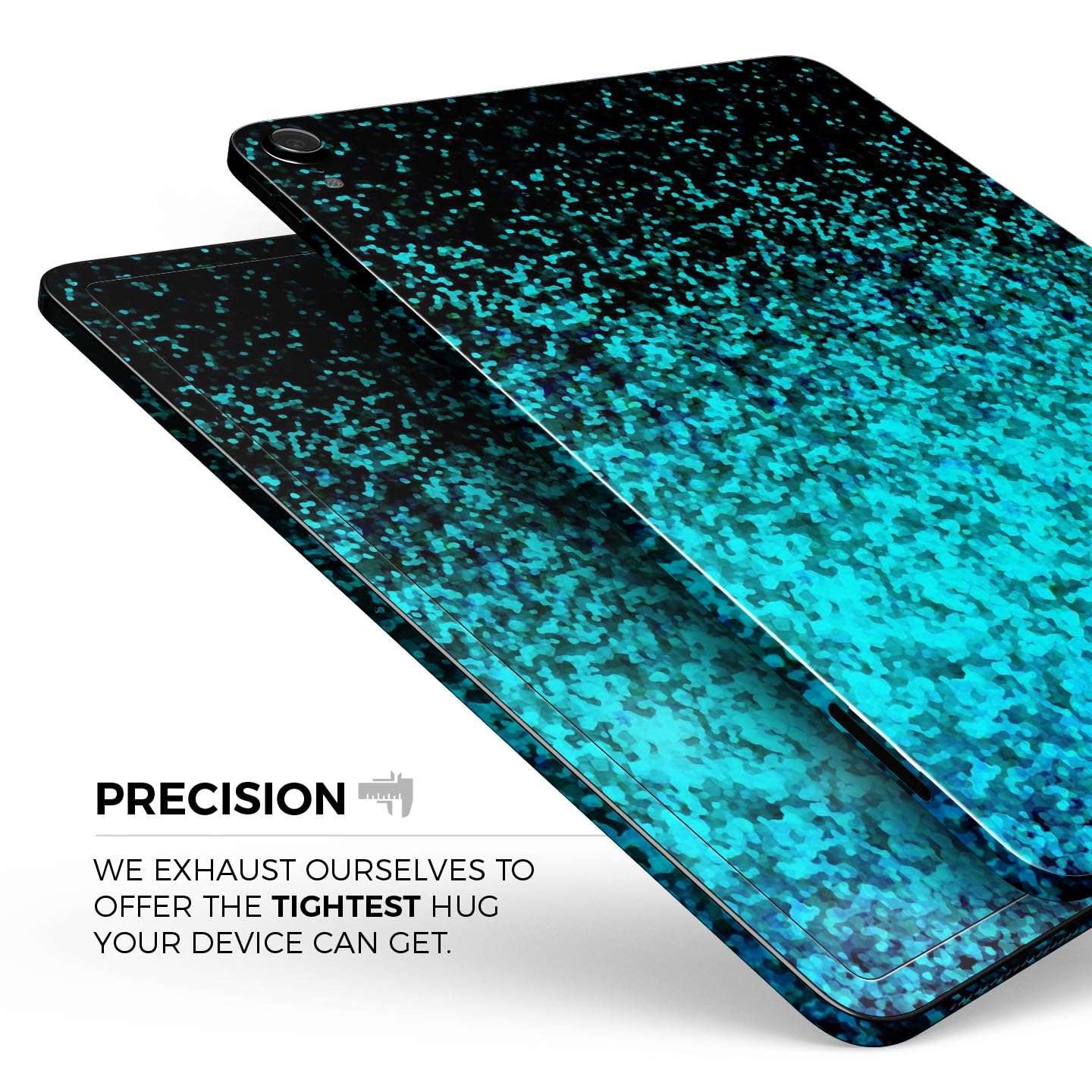 DesignSkinz - Compatible with iPad Pro 10.5" - Skin Decal Protective Scratch Resistant Vinyl Wrap - Black and Turquoise Unfocused Sparkle Print 4