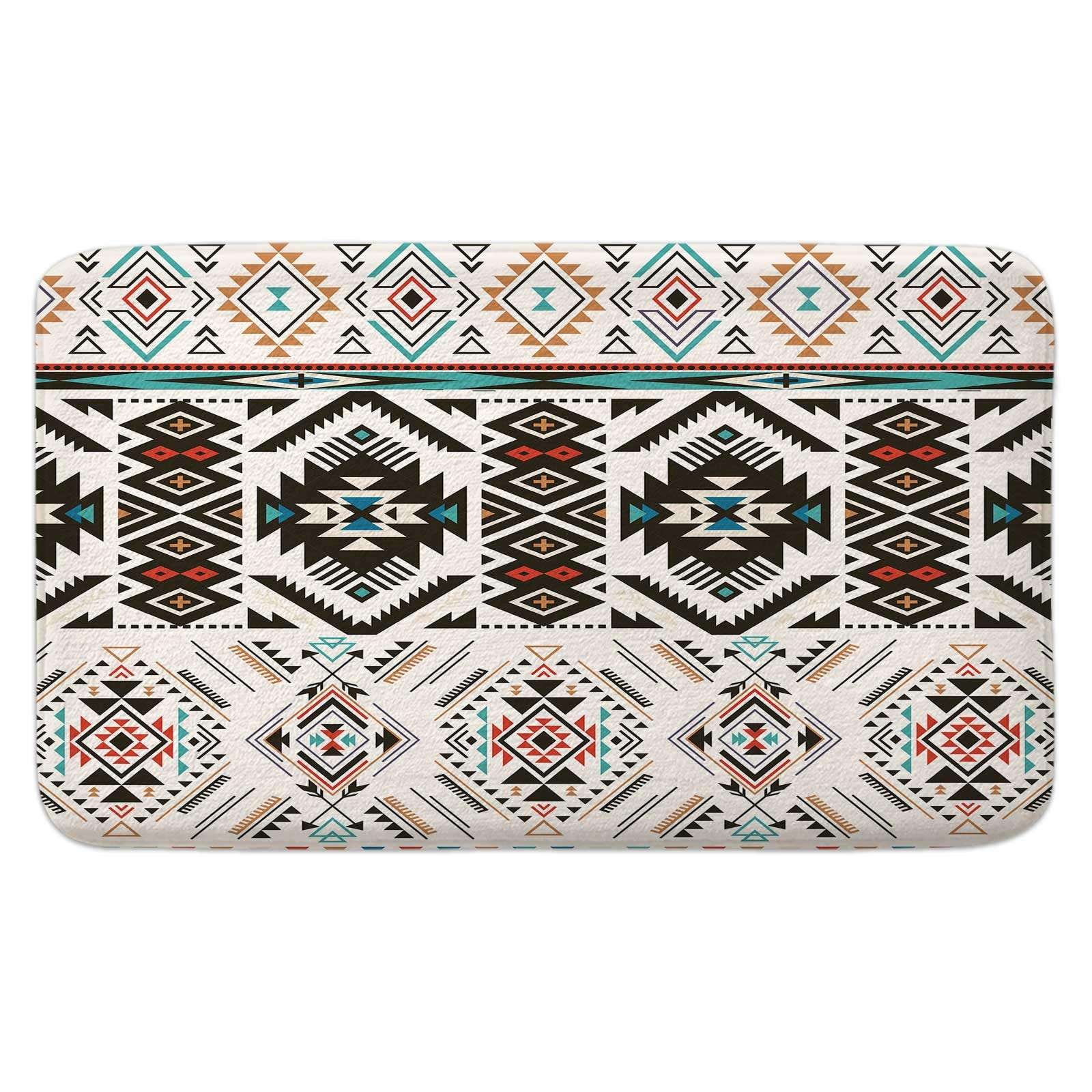 Aztec Bath Mats, Native American Tribal Western Bath Rugs for Bathroom Southwest Aztec Bathroom Decor Boho GeometricBath Mat, Bath Rug for Bathroom, Kitchen Bath Mat Soft Non Slip Bath Rugs 16X24IN 1