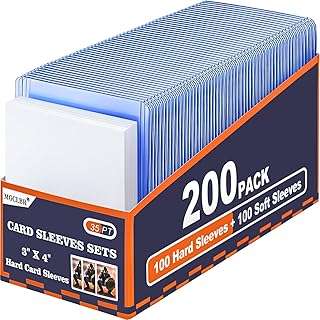MGCLBR Card Sleeves Top Loads for Cards 200ct,3"X4"Ultra Clear Toploaders,Trading Cards Sleeves Hard Plastic Fit for Baseball MTG Games Trading Standard Cards(100 Top Loaders +100 Soft Protectors 1