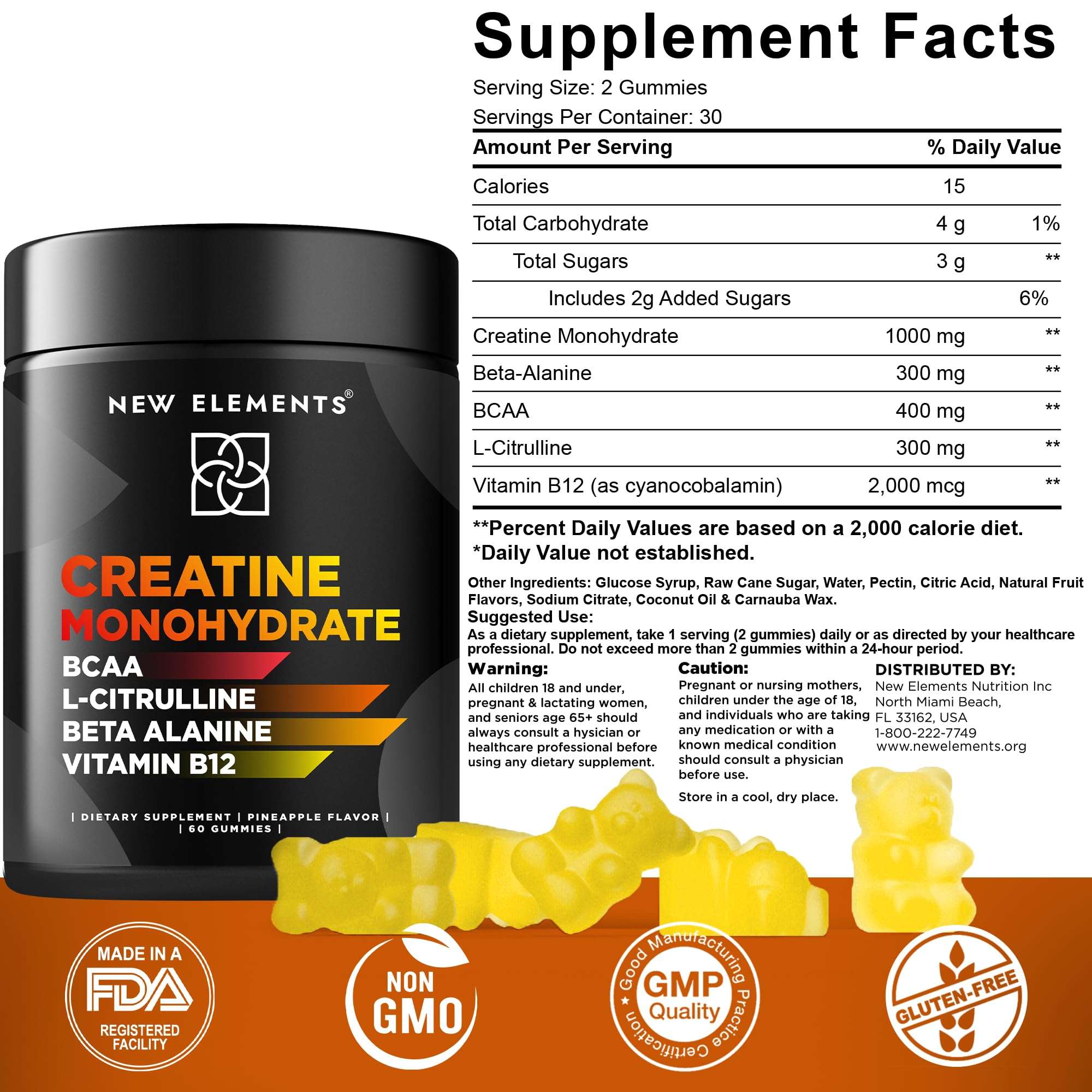 Biotin Gummies 10000mcg with Collagen Peptides 50000mcg | Creatine Monohydrate Gummies with BCAA L-Citrulline Beta Alanine & Vitamin B12 | Non-GMO | Gluten-Free 6