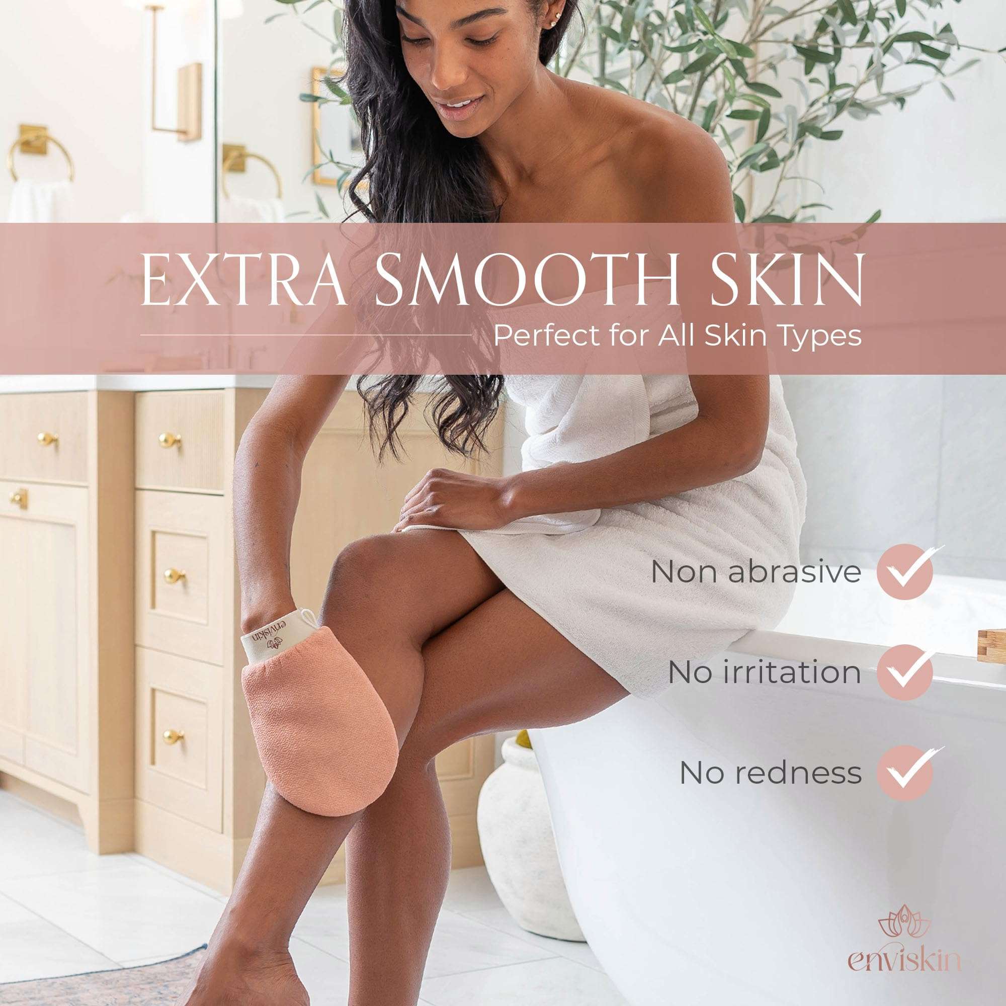 Enviskin Dermaglow Deep Exfoliating Glove - Plant Based Body Exfoliator for Kerotosis Pilaris & Spray Tan Removal -Pink 4