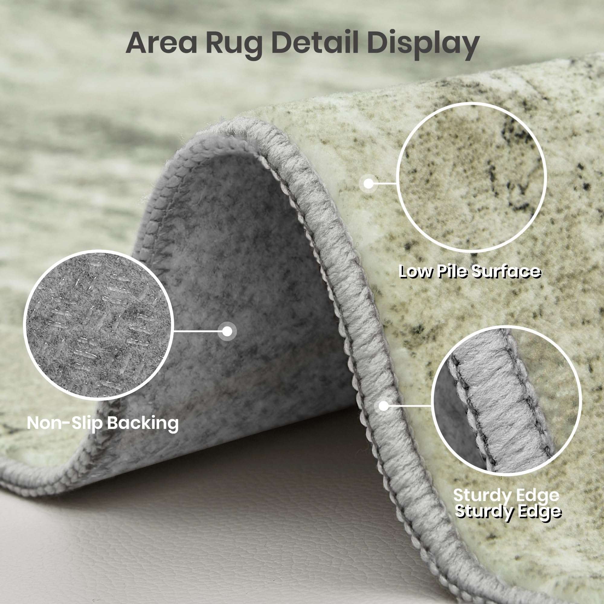 Valenrug Washable Rug 3x5 - Stain Resistant 3x5 Area Rugs for Living Room, Non Slip Backing Printed Rugs for Bedroom, Folable Area Rug(3'x5', Green) 4