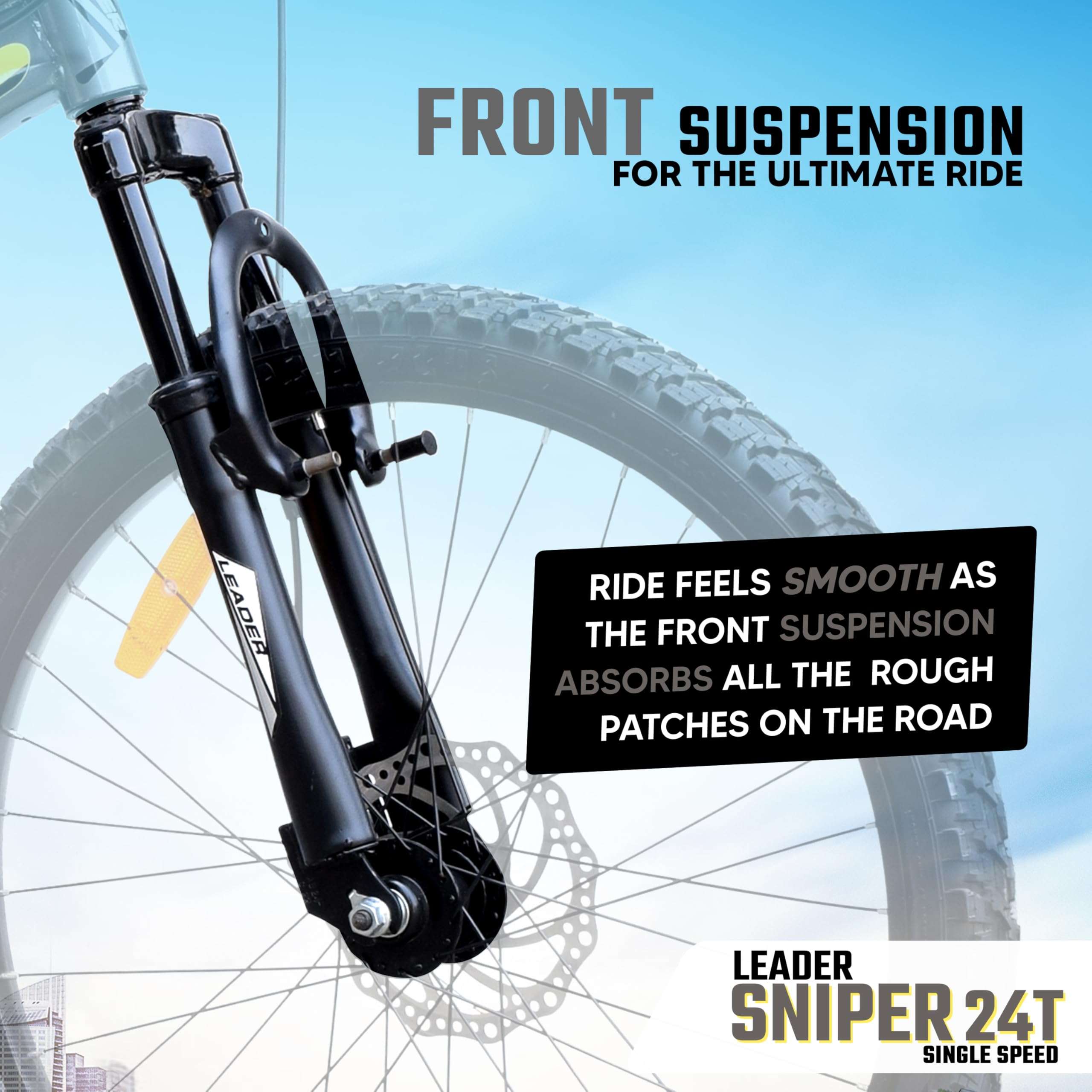 Leader Women Sniper MTB 24T Mountain Bicycle - Single Speed - Ideal for 9-14 Years Age, Grey, Rigid, 16 Inches 5