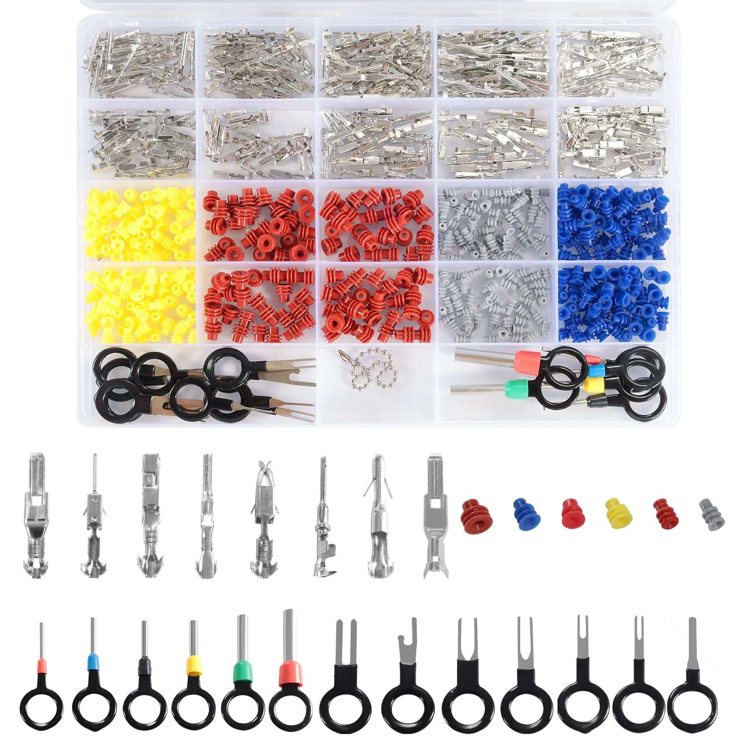 718PCS 19 Kinds Automotive Electrical Pin Connectors Kit, Wire Crimping Tool with Ratchet, 3