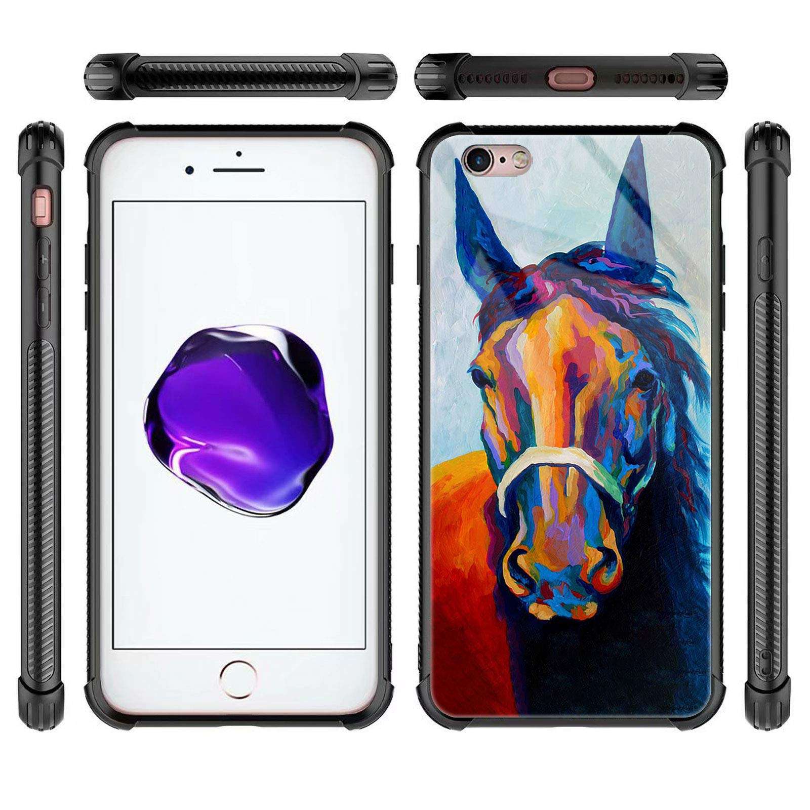 iPhone 6S Case,Colorful Horse iPhone 6 Cases for Girls Boys,Fashion Graphic Design Shockproof Anti-Scratch Drop Protection Case for Apple iPhone 6/6S 5