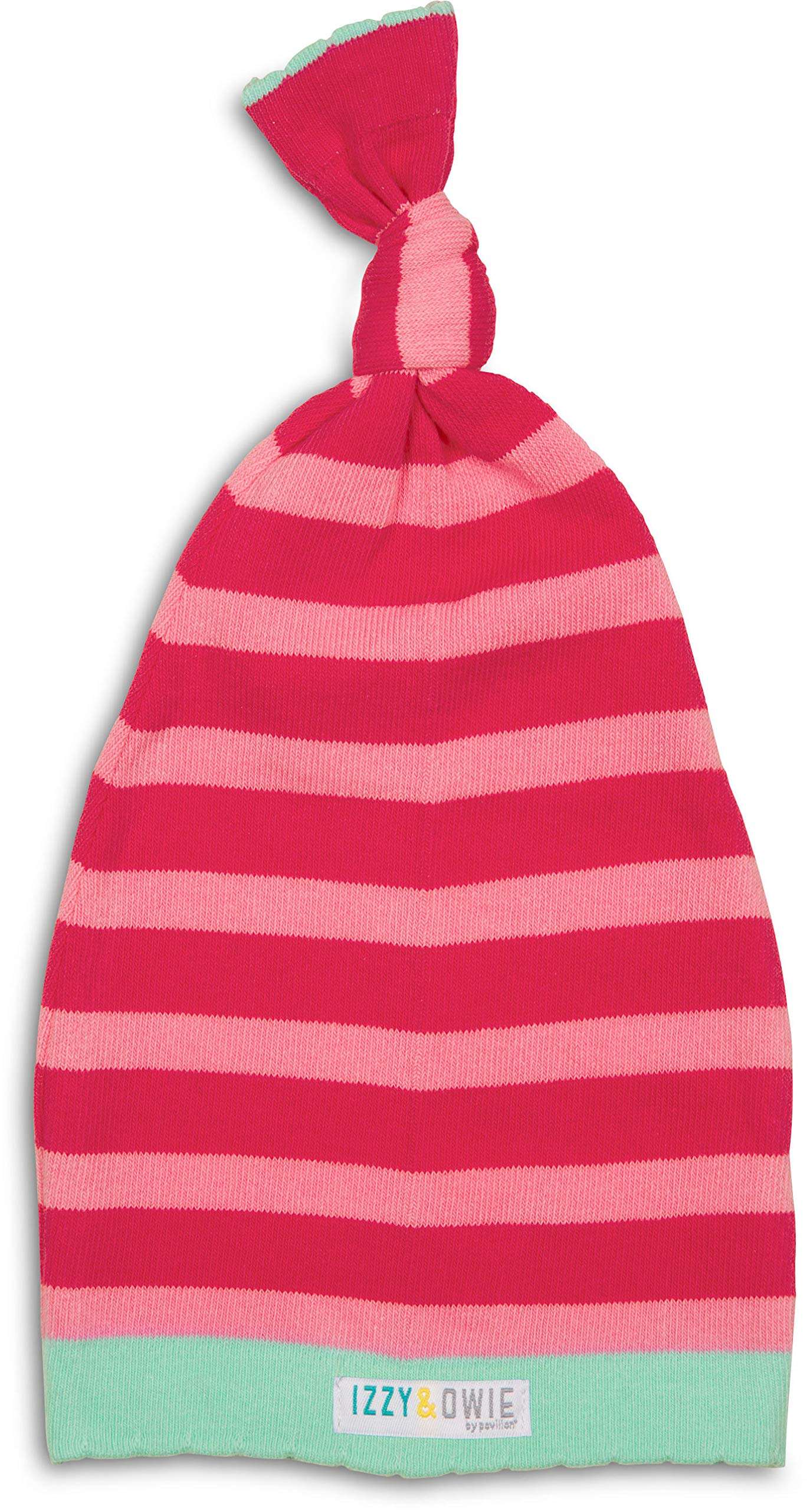 Izzy and Owie Striped Loose Baby Hat, 0-12 Month, Dark Pink/Light Pink/Mint 1