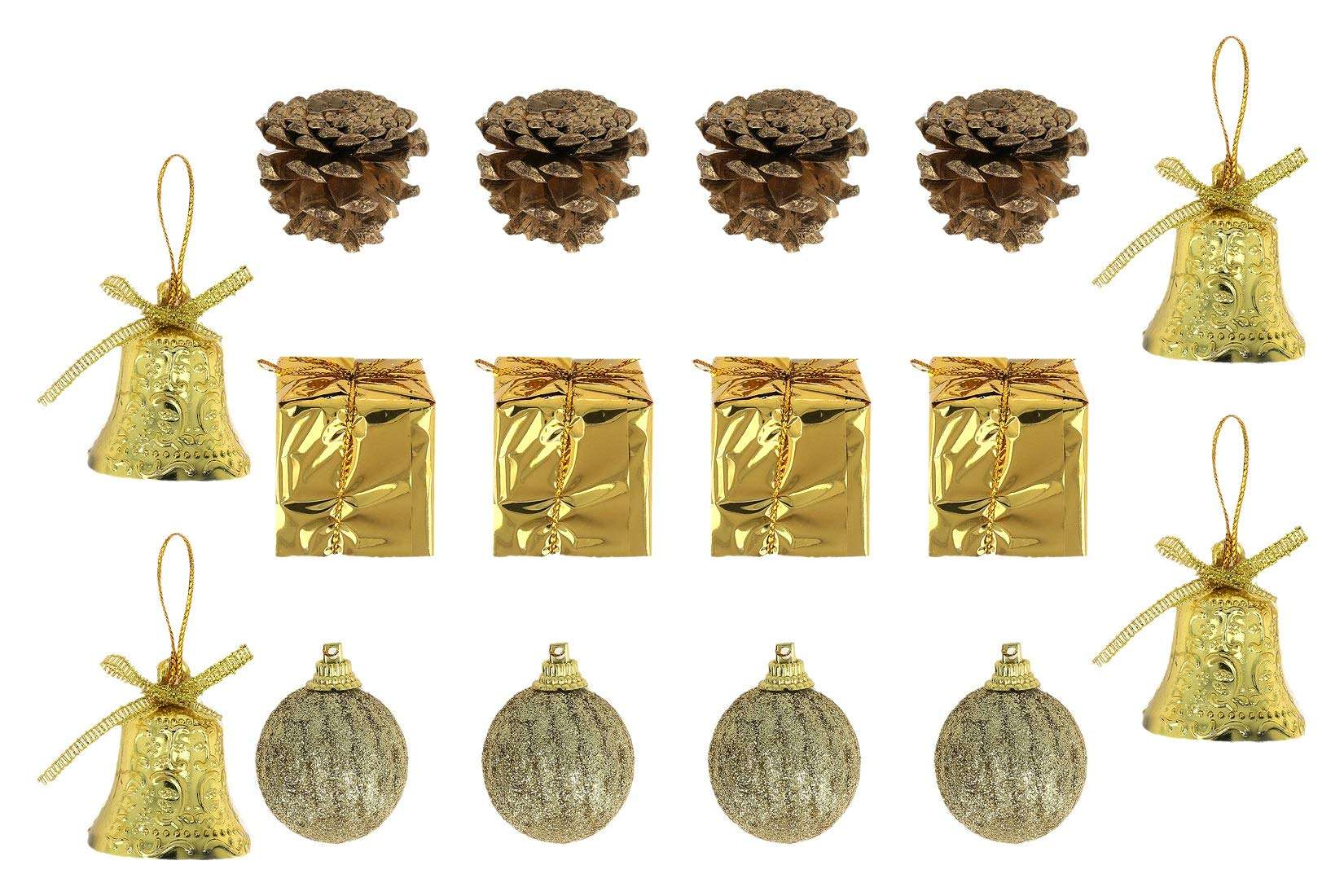 WebelKart 20 pcs Christmas Tree Decorations Set (Balls, Pine Cones, Gifts, Bells)- Big Size 1