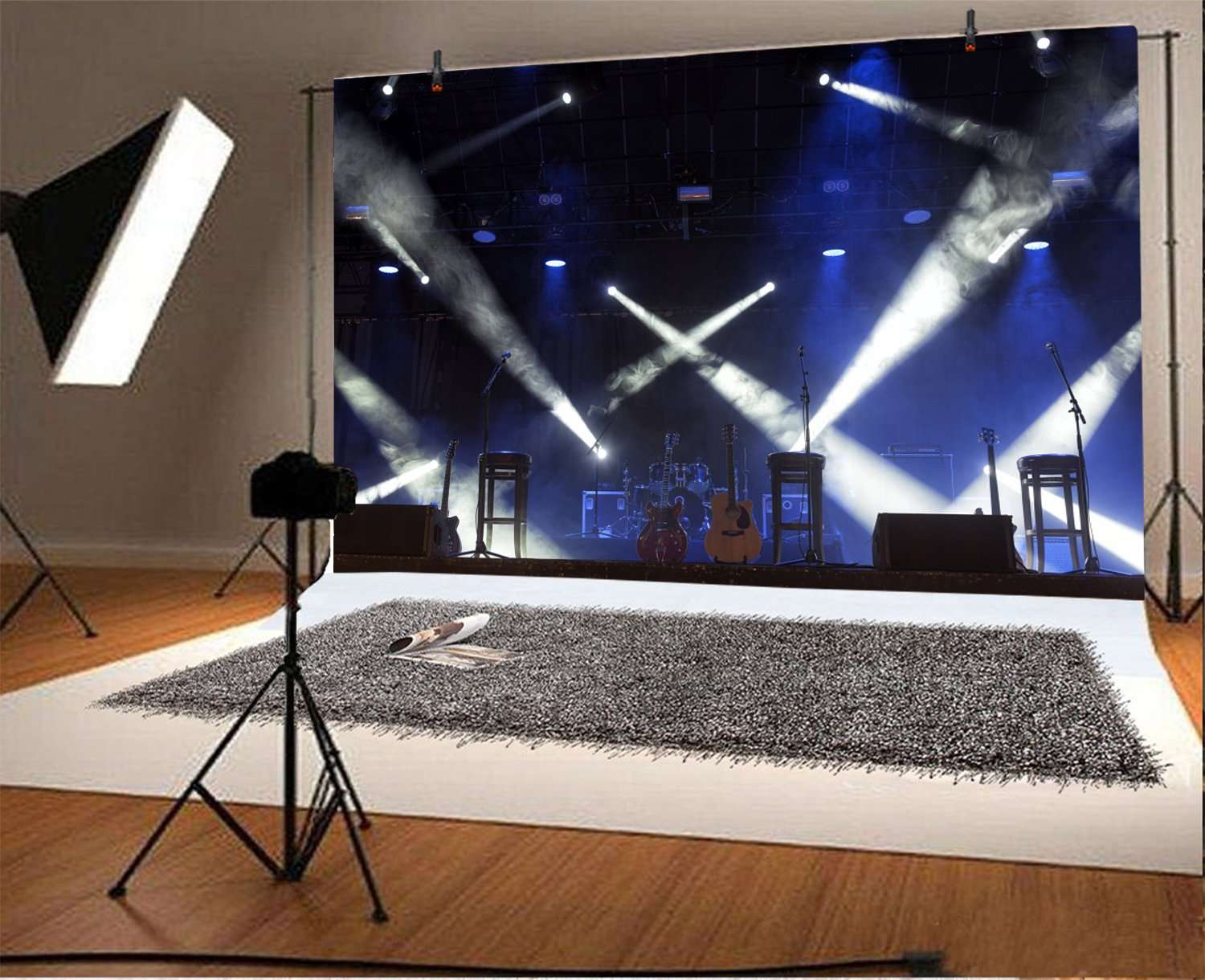 Yeele 10x8ft Band Stage Backdrop Spotlight Nightclub Show Rock Guitar Singing Performance Photography Background Adult Portrait Photo Booth Video Shooting Vinyl Wallpaper Photocall Studio Props 2