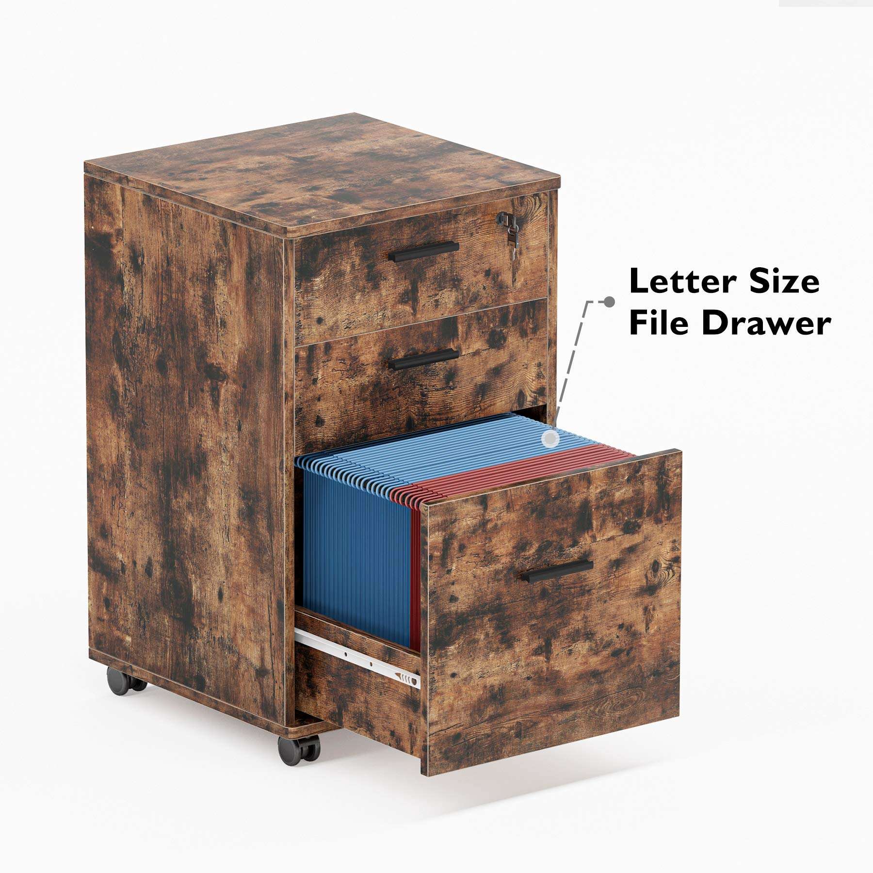 Tribesigns 83 Inch L-Shaped Executive Desk with File Cabinet, Large L Shape Computer Desk with Drawers, Business Furniture Work Desk for Home Office (Rustic Brown) 5