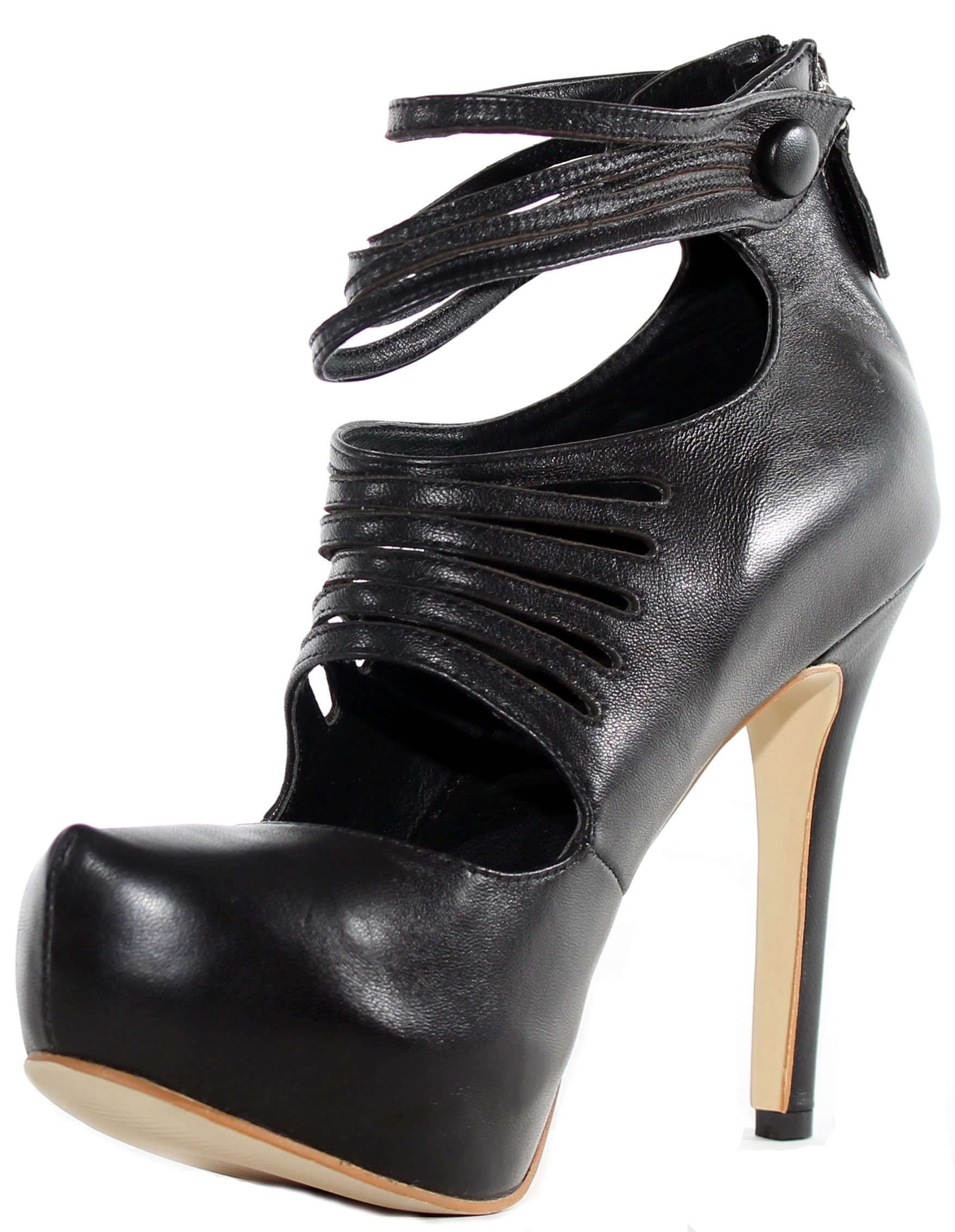 Lane Strappy High Heel Black Platform Pump (8) 1