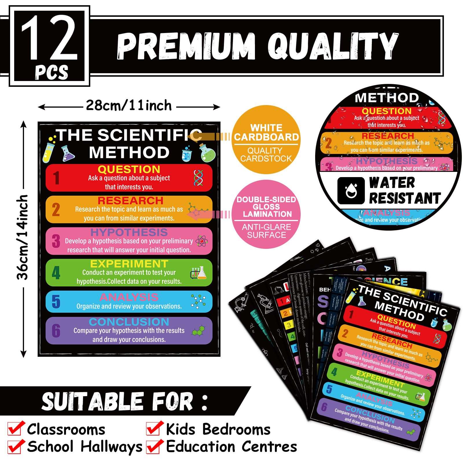 12 Periodic Table Poster Science Posters for Classroom Middle School Science Bulletin Board Sets for Classroom Science Posters for Middle School Classroom Decor Middle School Poster Large Colorful 2