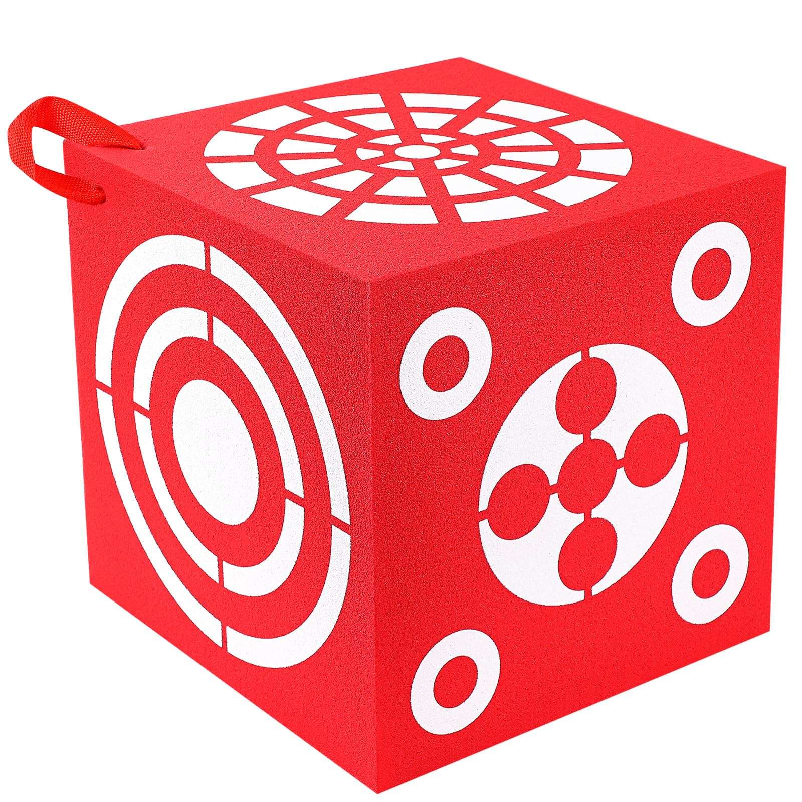 ShinyRelief Red 3D Foam Archery Target 6 Side Dice Cube Archery Target Accessories with Handle 13 x 13 x 13 Inch Lightweight Archery Block Target for Shooting Backyard Practice, Easy Arrow Removal