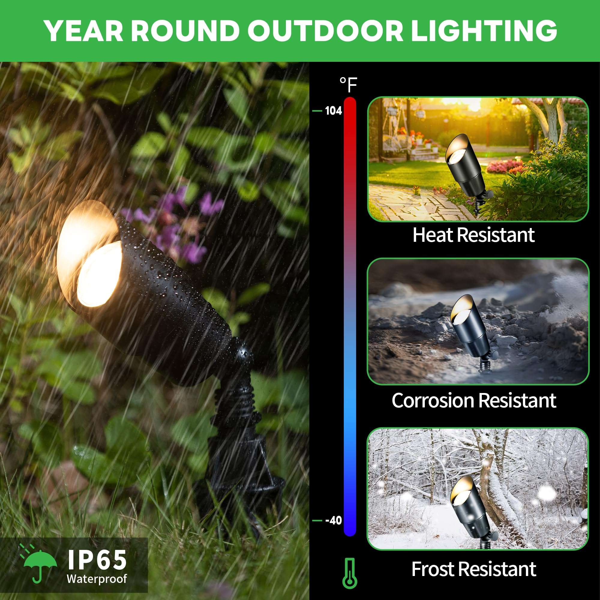 Varmtalys LED Outdoor Spotlights, Black Low Voltage Waterproof Spot Light, Aluminum Landscape Lights for Porch, Backyard, Uplighting with 5W MR16 Bulb 2700K 6 Pack 5