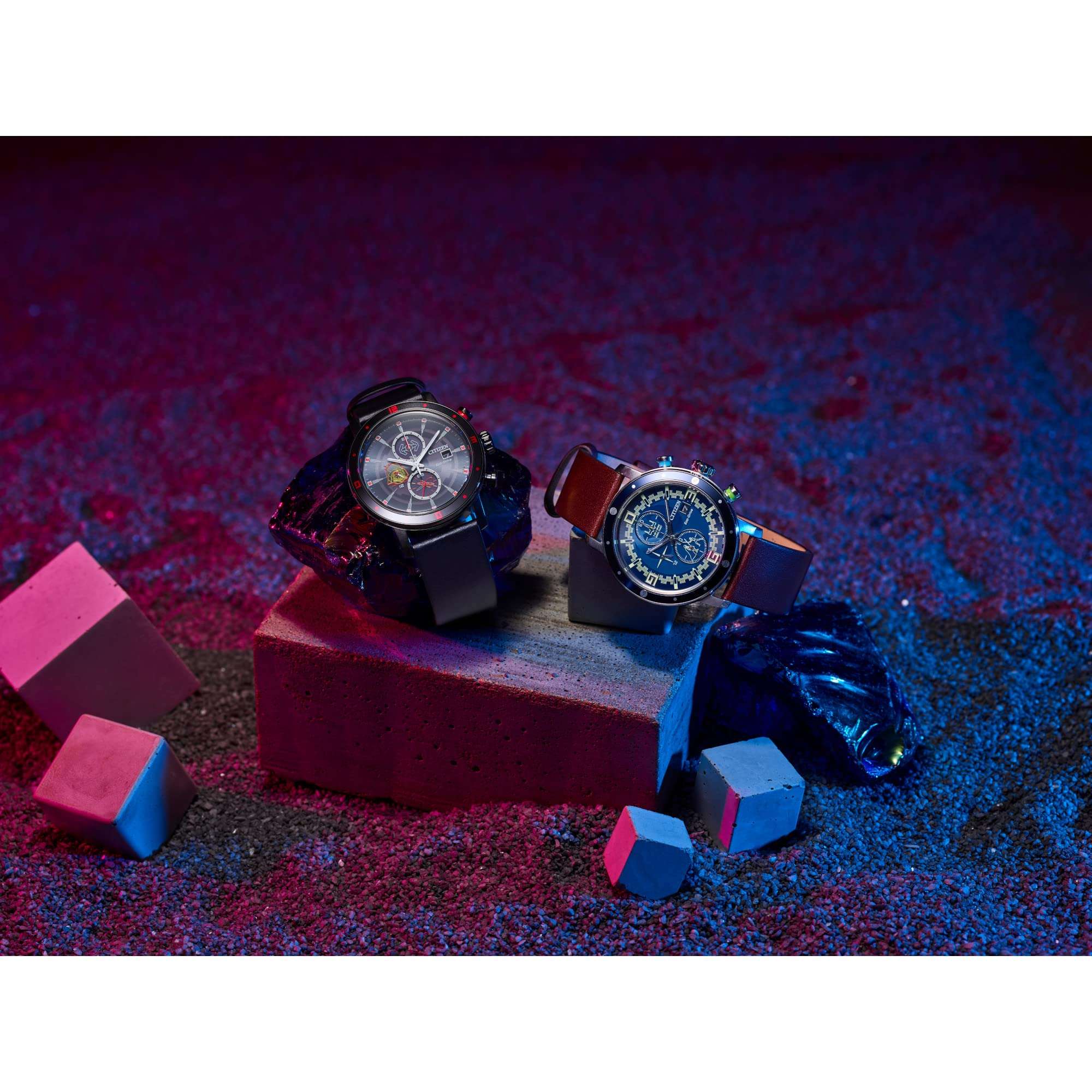 Citizen Eco-Drive Men's Star Wars Darth Vader Chronograph Watch with Black Ion Plated Case, Red Accents and Black Leather Strap, Luminous, Date, 44mm (Model: CA0769-04W) 6