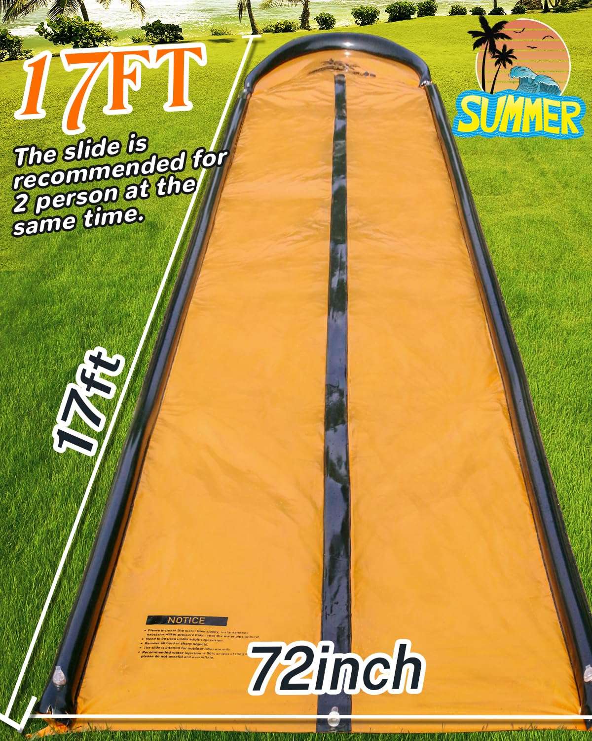 Slip Water and Slide for Kids Adults, Extra Long Backyard Water Slide with Pool and 2 Inflatable Bodyboards, Summer Outdoor Games Water Toys 6
