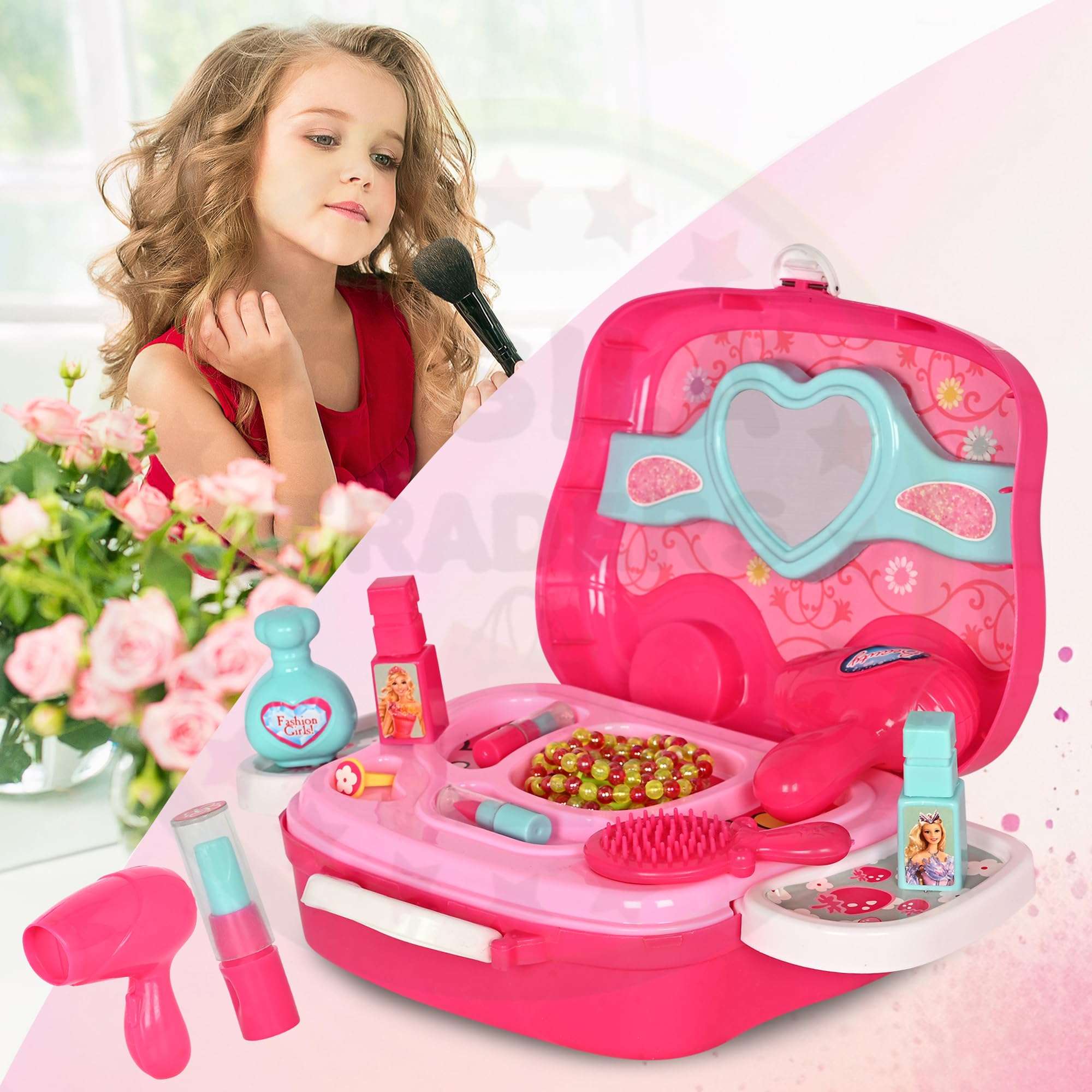 DISILA TRADERS ABS Plastic Makeup Box/ Beauty Box for Girls Kids, Girl Makeup Biefcase/ Bag, Role Play Toy for Girls, Beauty Set Toys for Girls 5