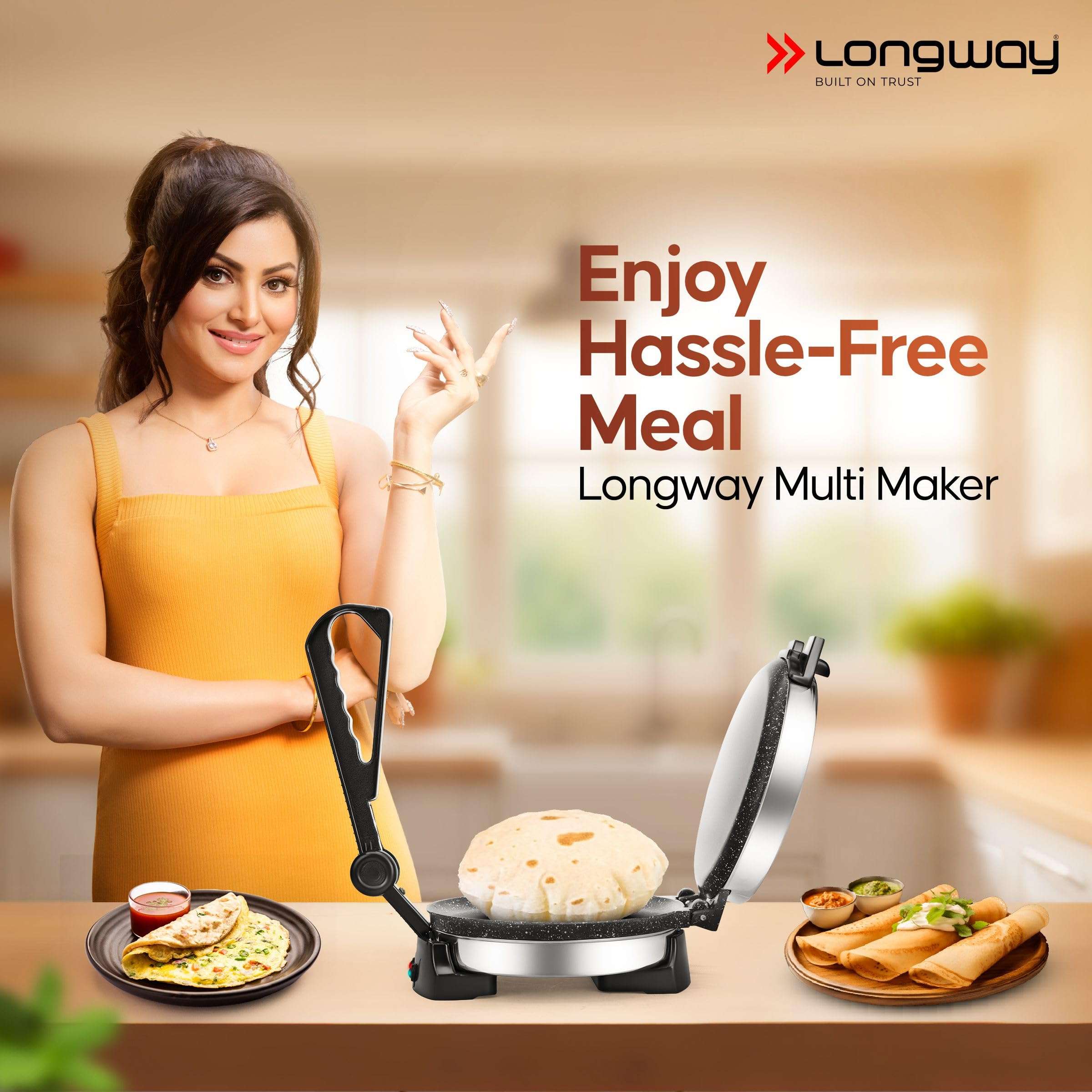 Longway Automatic Electric Roti Maker | Non-Stick Stainless Steel Press for Roti, Chapati & Parathas Multipurpose | 1 Year Warranty (1000 W, Silver) 3