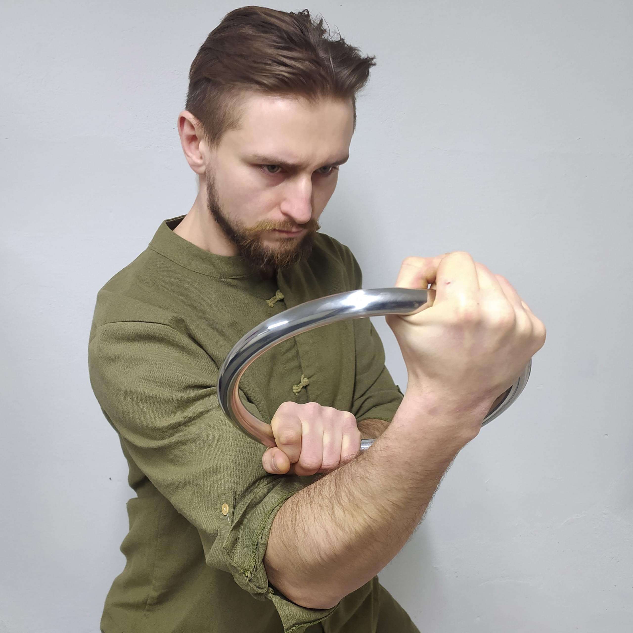 Wing Chun Stainless Ring Yewen Sau Sticky Hand Strength Training Tsun Siu Lum Kung Fu Self Defense Gun 5