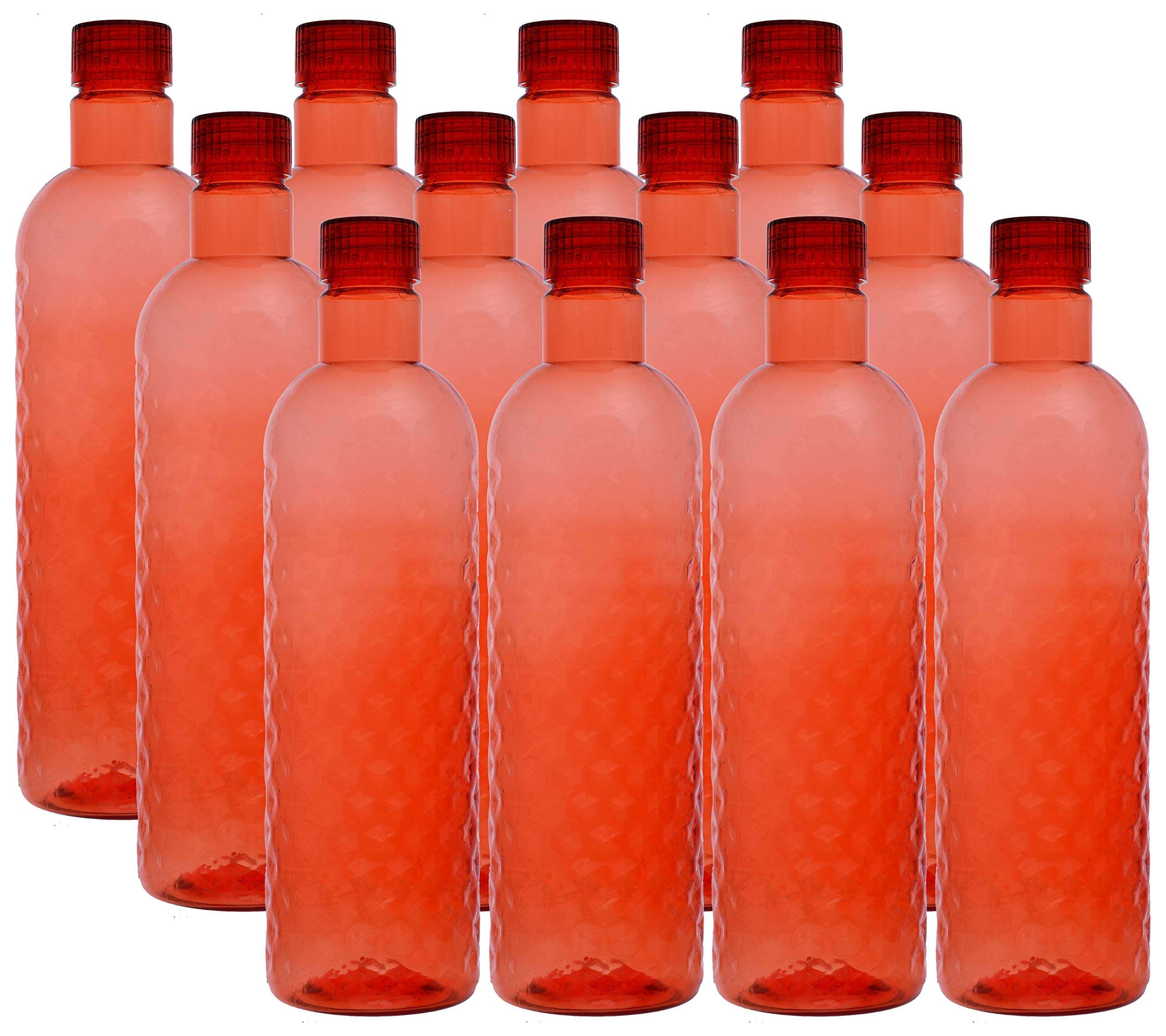 Kuber Industries Plastic 12 Pieces Hammer Fridge Water Bottle Set with Lid (1000ml, Red)-KUBMART390 1