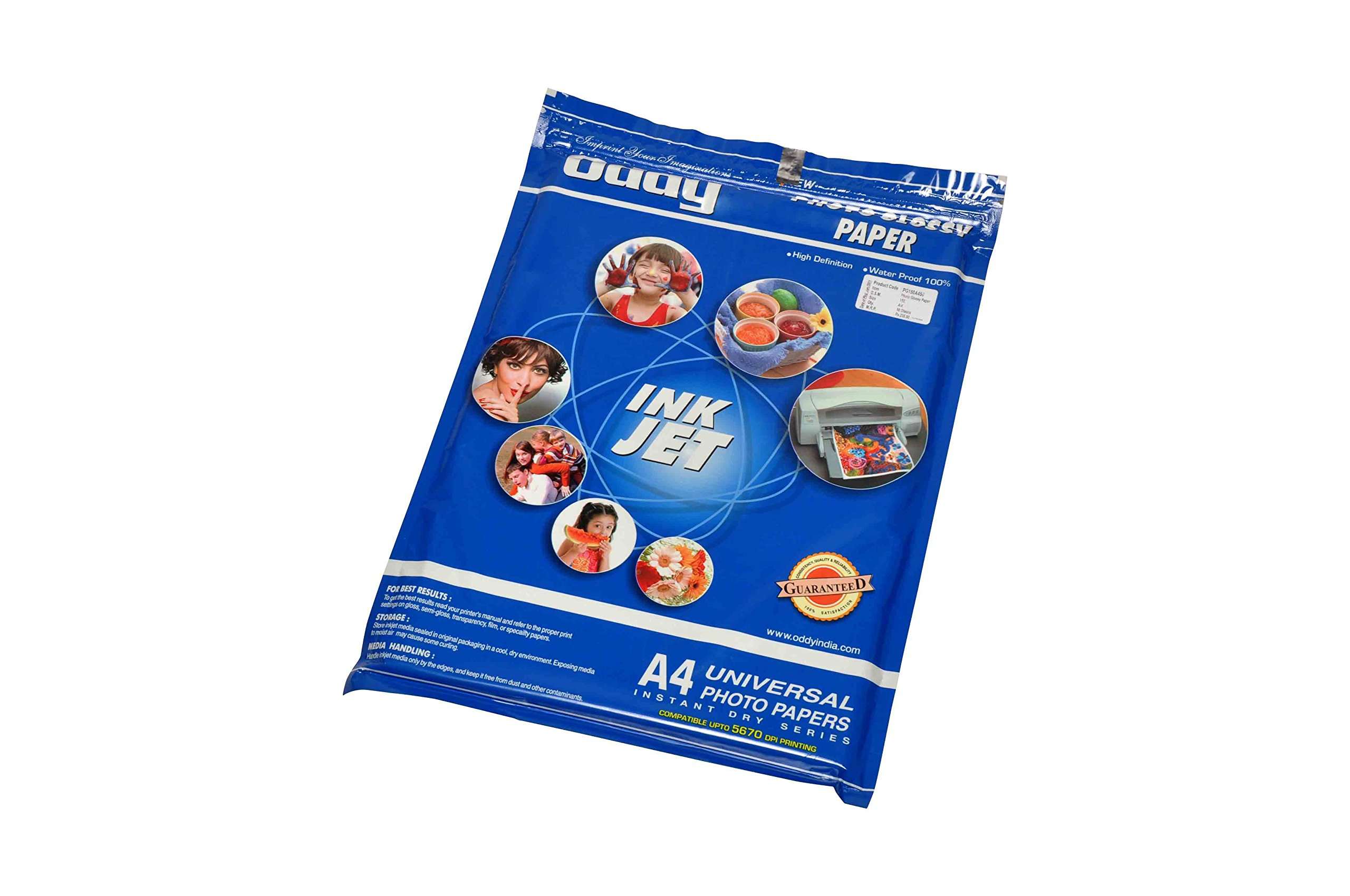 Oddy Glossy Photo Paper A4 Size - 150 GSM 50 Sheets Pack for Photo Printing | Print images, photos and prints compatible with Inkjet Printer" 1