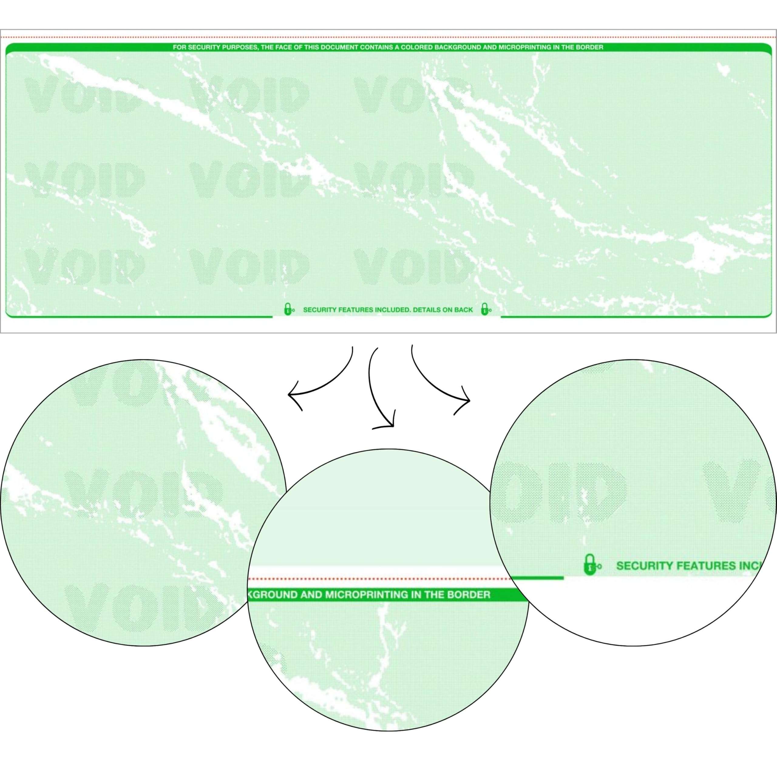 EnDoc Computer Check Paper, 100 Sheets, Business Checks on Bottom, Security Features & Laser Printer Safe, Blank Check Stock Quickbooks Compatible - Green Marble 3