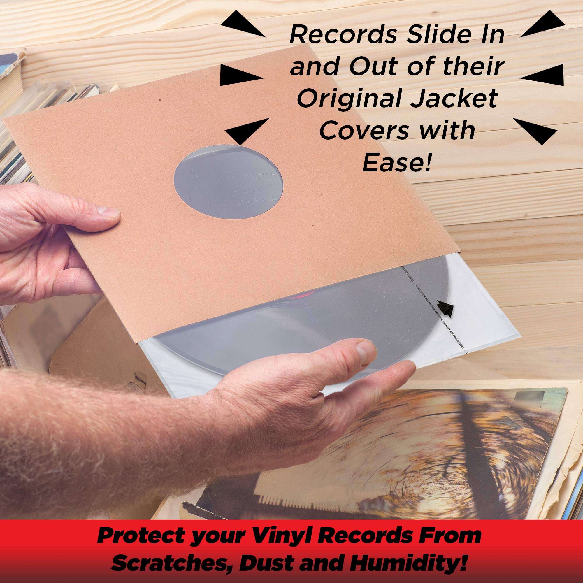 Collector Protector Sleeves for Vinyl Record Storage | Anti Static Record Sleeves with Archival Paper Protection from Dust & Scratches | 50-Pack Inner Protective Sleeves for 12” Albums 3