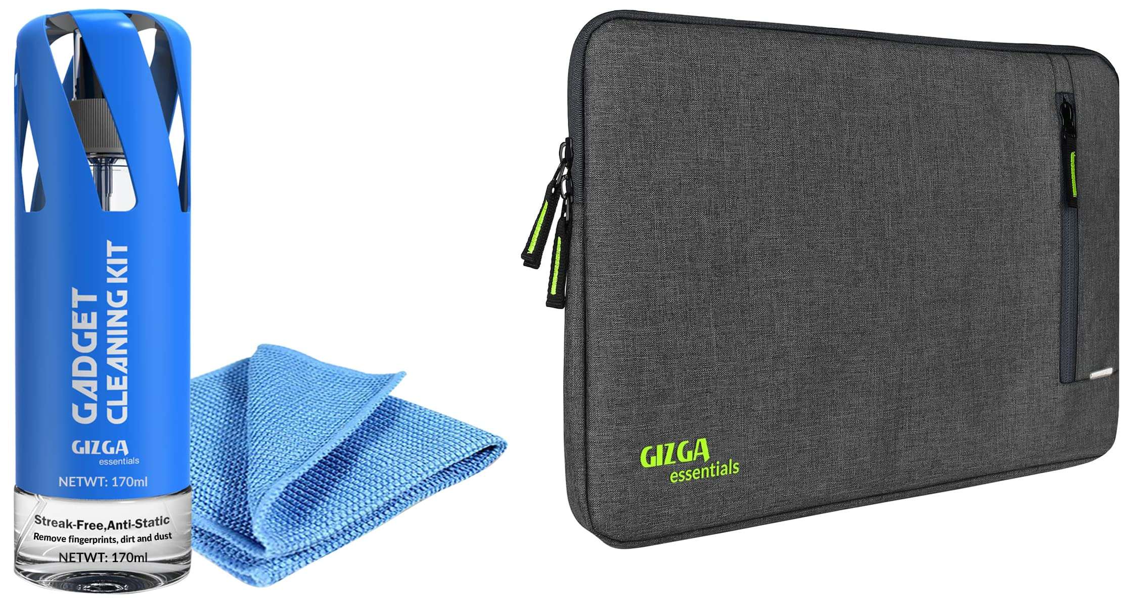 Gizga Essentials 2-in-1 Professional Cleaning Kit & Laptop Bag Sleeve Case Cover Pouch for 13.3 Inch Laptop/MacBook, Office/College Laptop Bag for Men & Women, Side Handle, Multiple Pockets 1