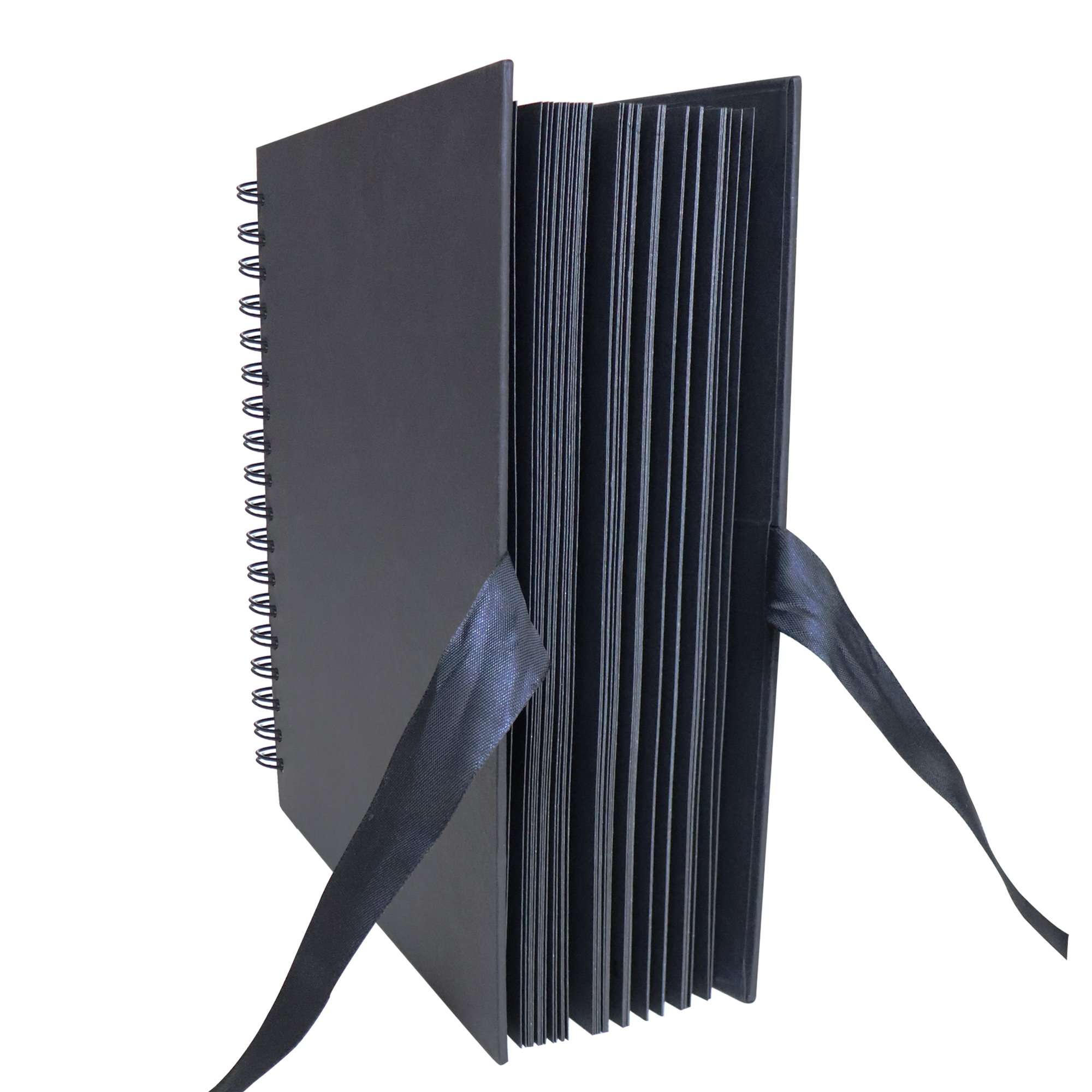 Scrapbook Album, 10x10 inches Black LUNIQI Photo Collection with Ribbon Tie, 80 DIY Pages Craft Paper for Anniversary, Wedding, Birthday, 40 Sheets, 80 pages) with 6 Corner Stickers(102 * 6 pcs) 2