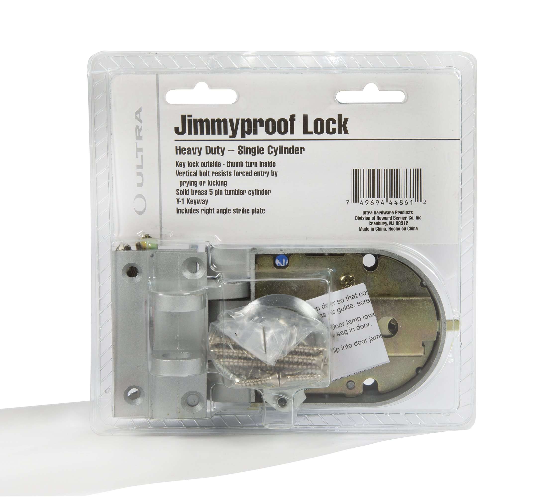 Guard Security Heavy Duty Jimmy Proof Deadbolt Door Lock, Silver, Single Cylinder with Key Entry #44861 , White 4