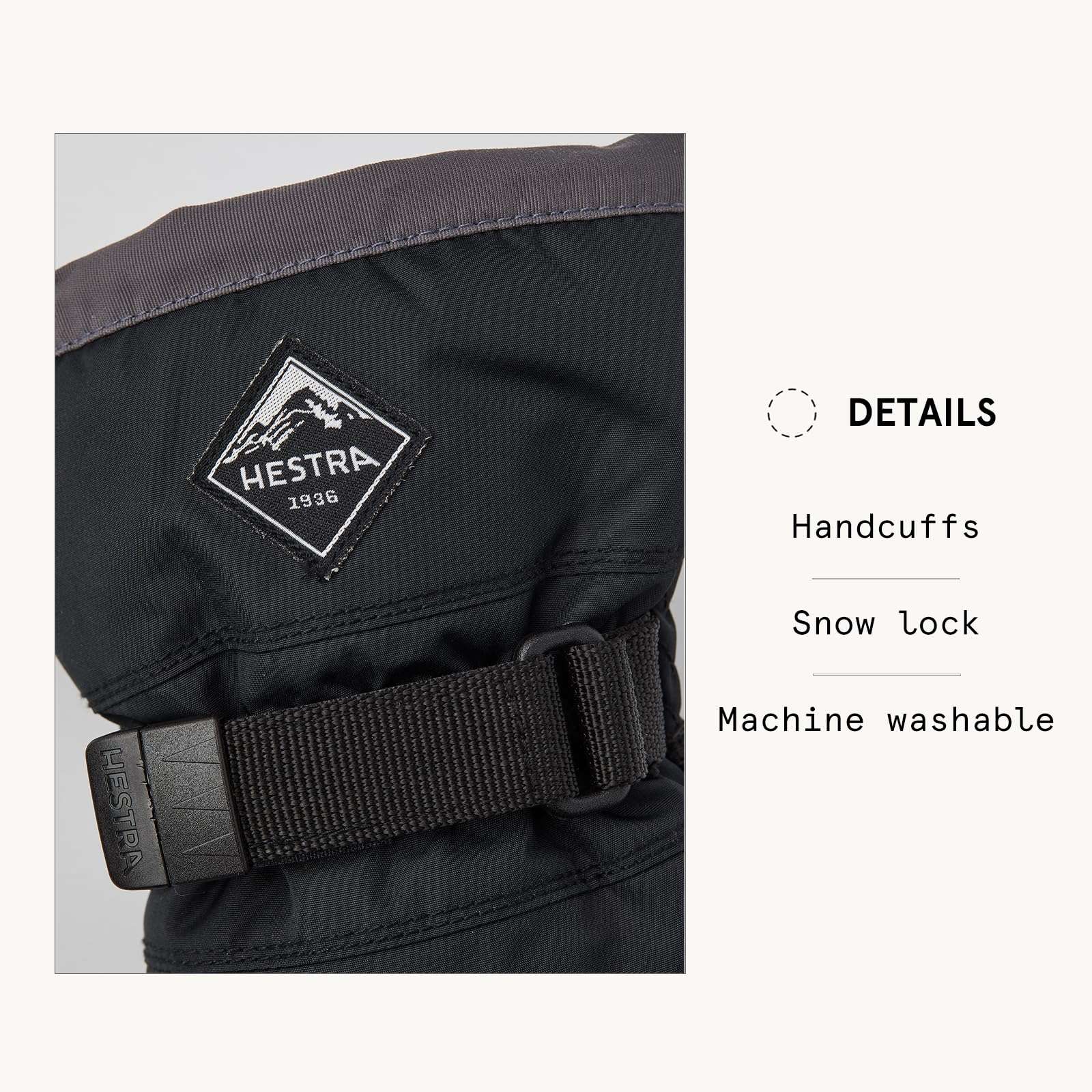 Hestra Gauntlet CZone Junior Mitt - Waterproof, Insulated Snow Mitt for Skiing, Playing in The Snow for Kids - Black/Graphite - 4 5