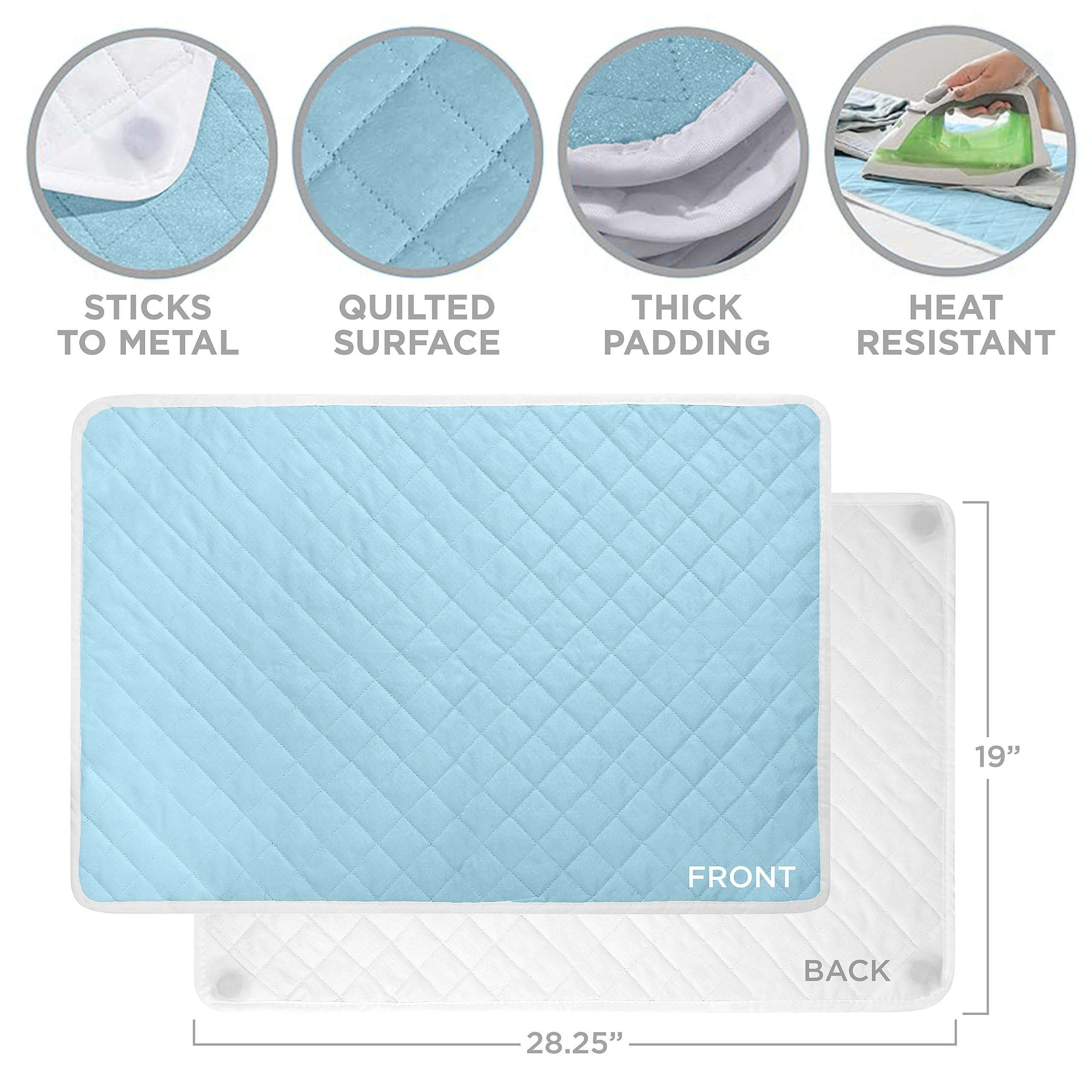 HOLDN’ STORAGE Ironing mat, Magnetic Laundry mat, 28.25” x 19”, Blue, Quilted, Washer and Dryer Countertop, Ironing pad 3