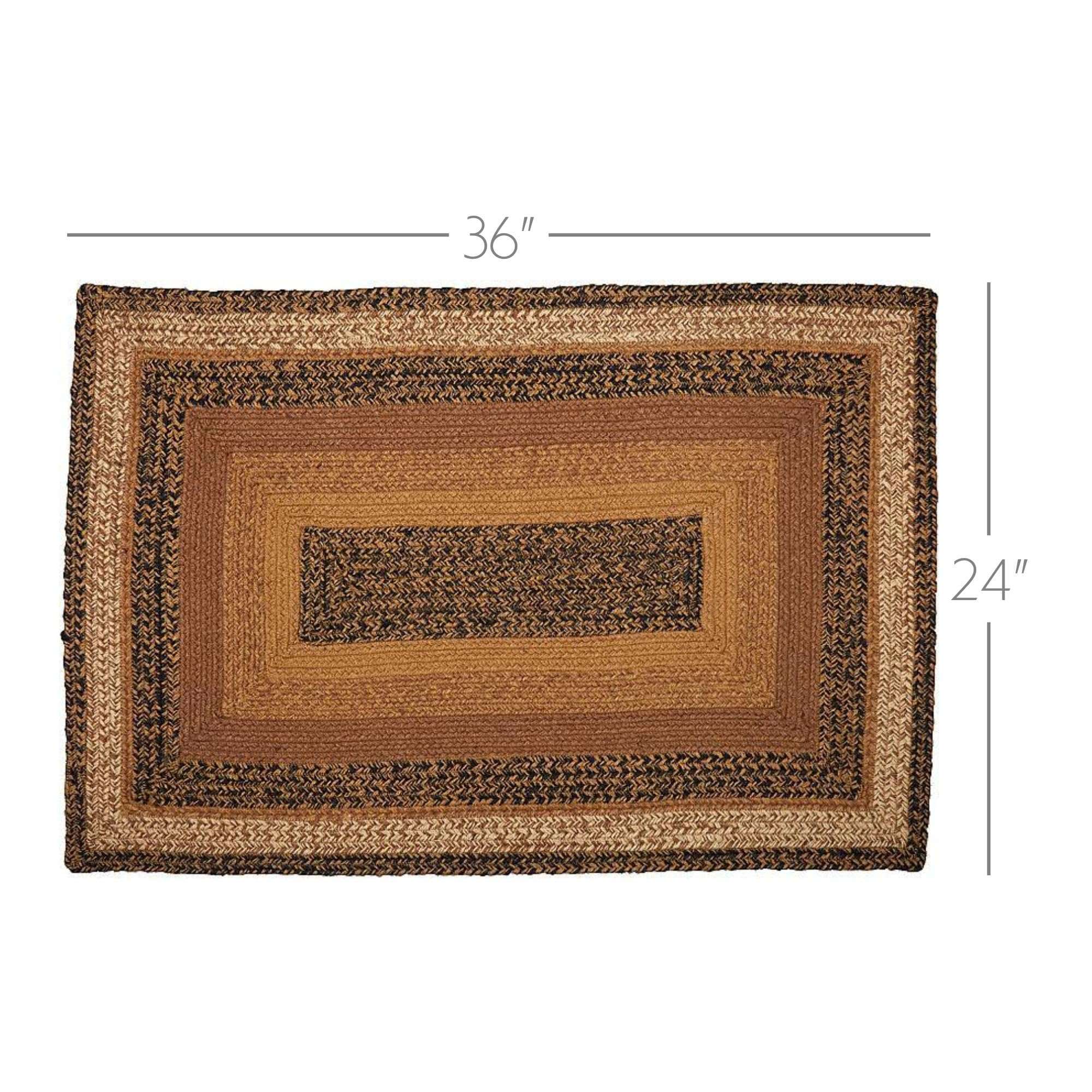 VHC Brands Kettle Grove Primitive Jute Black Striped Accent Rug Rectangle w/Floor Pad 24"x36" 2