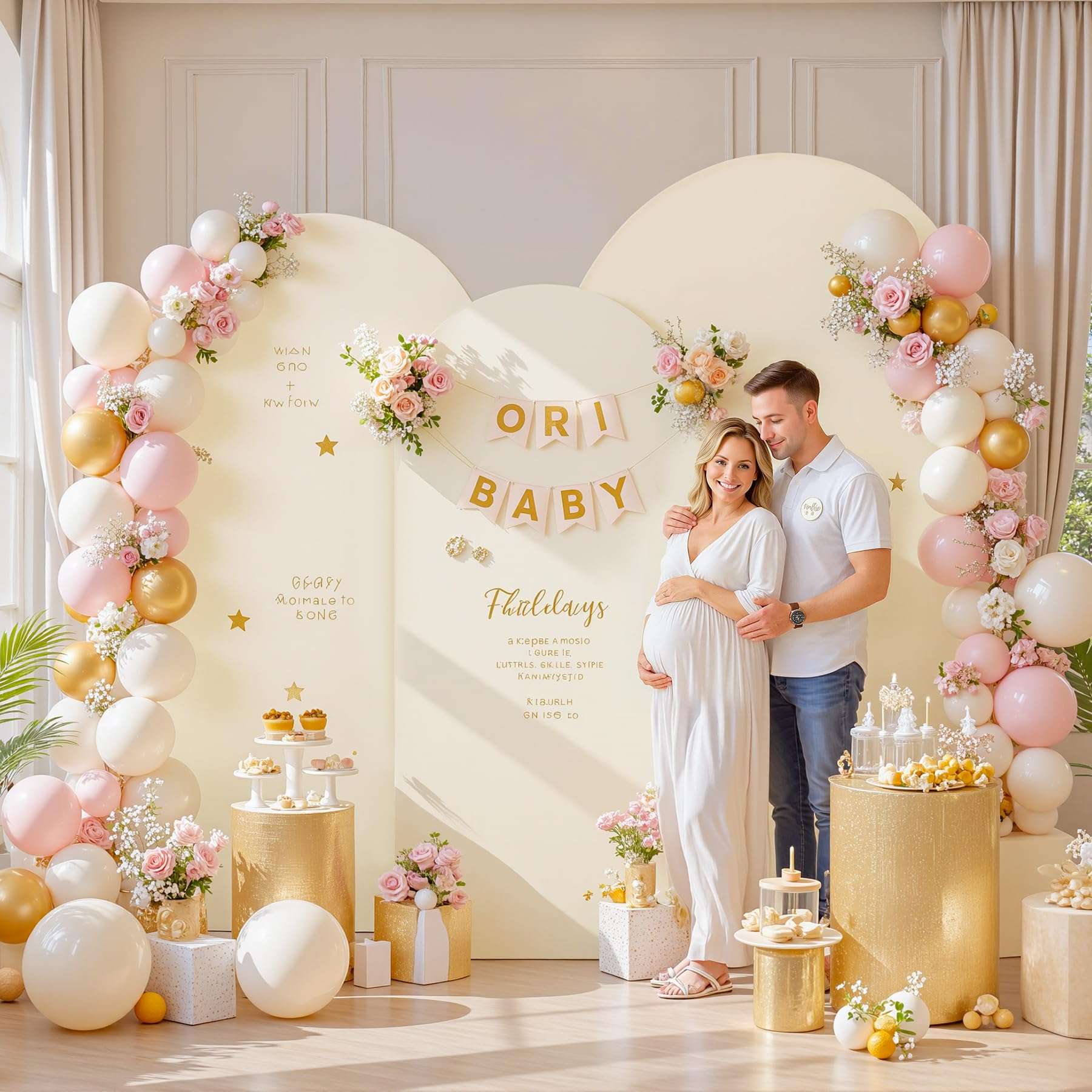 Beige Arch Backdrop Cover 7.2ft 6.6ft 6ft Arch Cover Set of 3 Arch Covers Stretchy Backdrop for Wedding Party Baby Shower Birthday Photography Spandex Arch Stand Covers Backdrop Curtains Decor 1