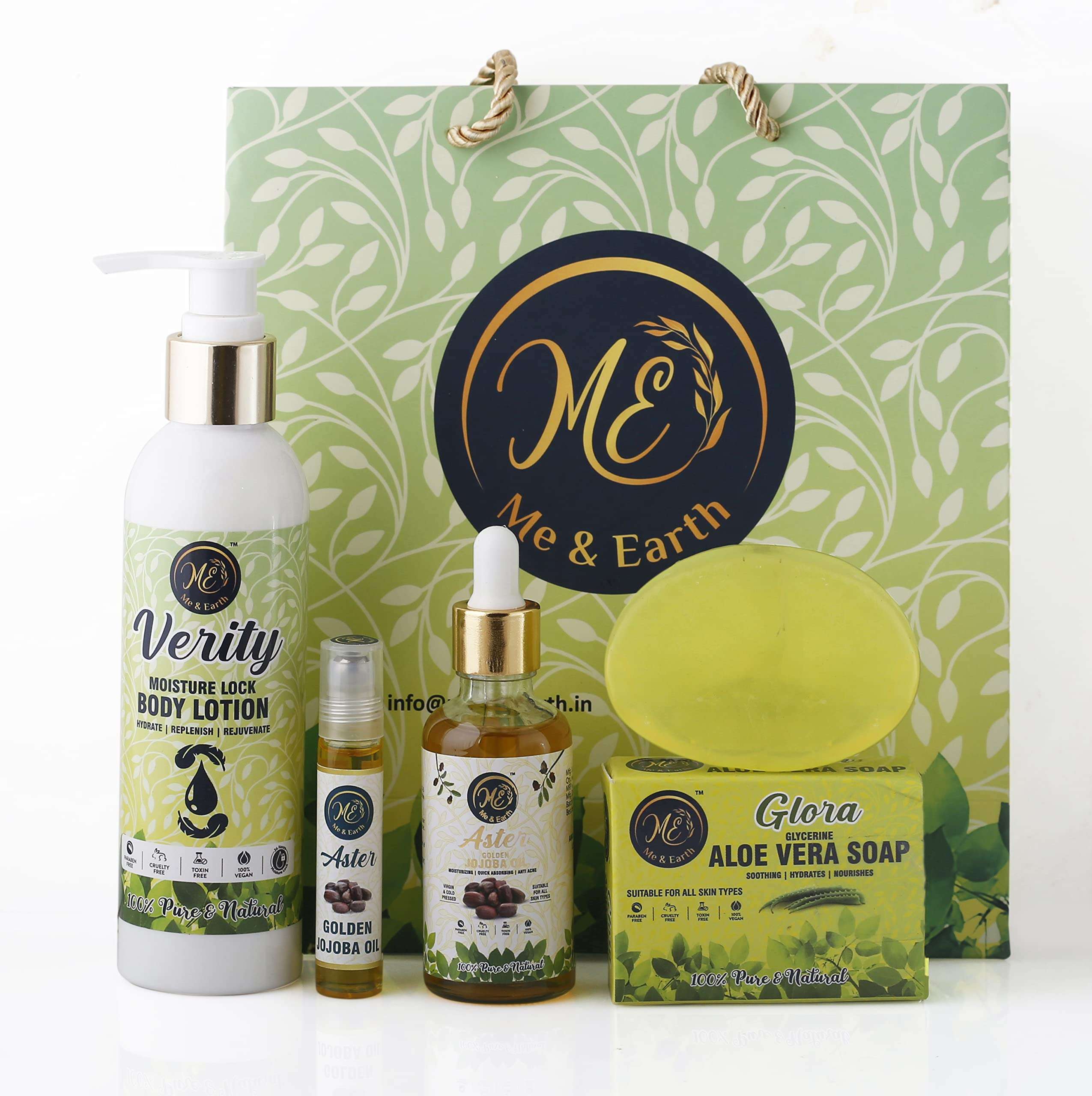 Me And Earth Skincare Combo For Dry Skin Pack Of Aloe Vera Soap (100gm) Jojoba Oil Body Lotion (200ml) & 1 The Golden Jojoba Oil (50 ml) 4