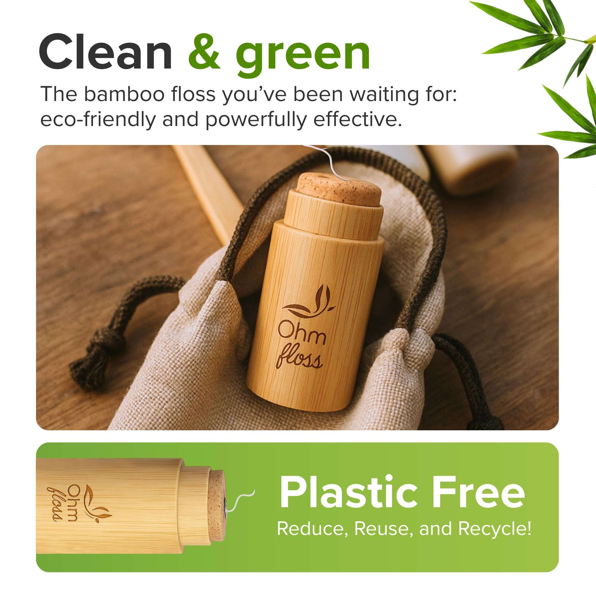 Ohm Earth’s Ohm Floss – Natural Silk Dental Floss with Refillable Bamboo Holder, Naturally Waxed with Candelilla 100% Silk, 55 yds/50m Spool – Eco-Earth Oral Care, Natural Mint 4