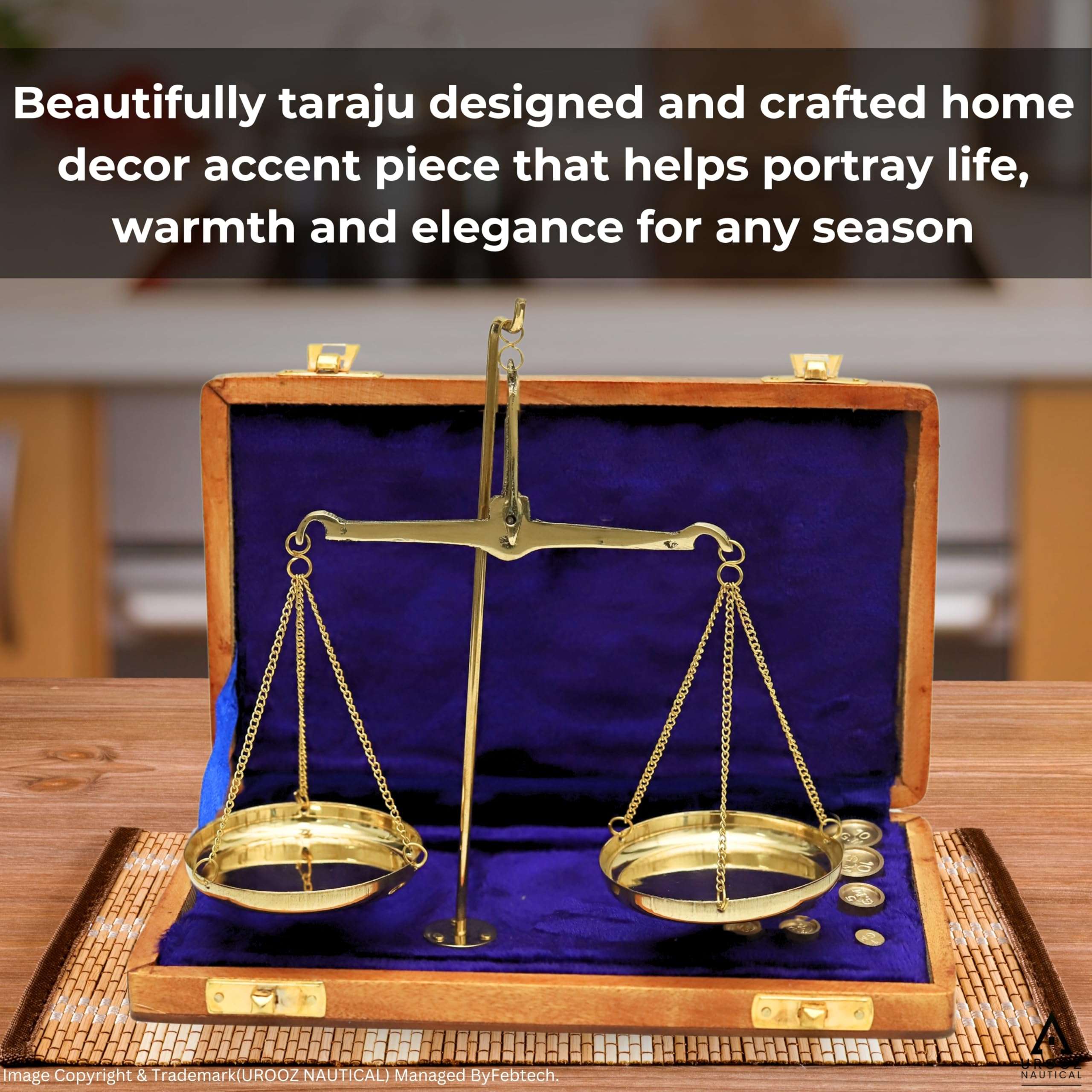 Vintage Justice Law Scale Old Traditional Goldsmith Weight (Tarazu) showpiece Antique Brass Weighing Scale Balance Decoration Collectibles Marine Instrument Home/Office Table Decor 6