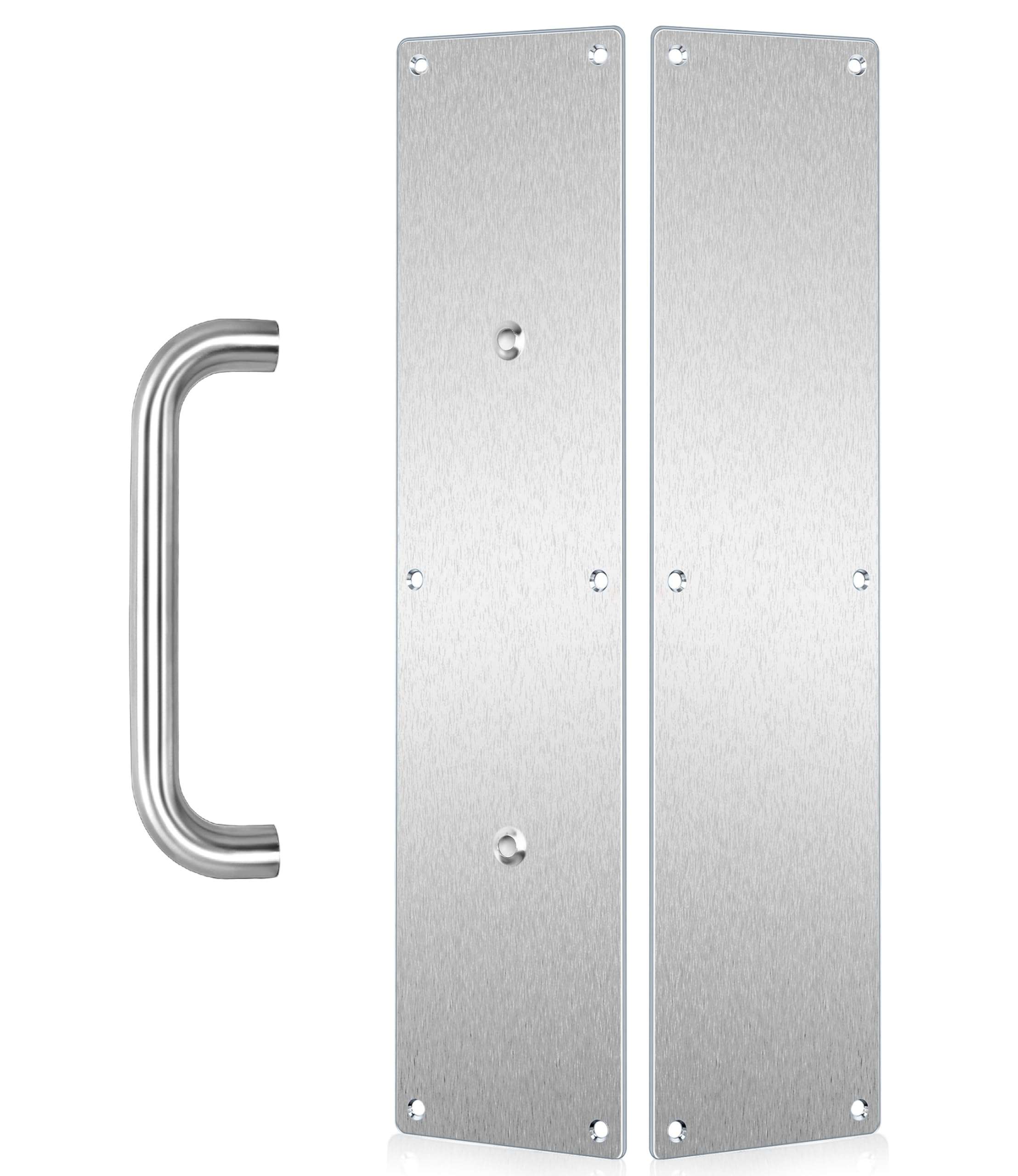 VRSS 304 Stainless Steel Satin Finish Door Push Pull Handles, 100mm Width x 400mm Height x 1.2mm Thick, 180mm Hole to Hole, 200mm Handle Length, 19mm Pull Diameter (1 Pair) 1