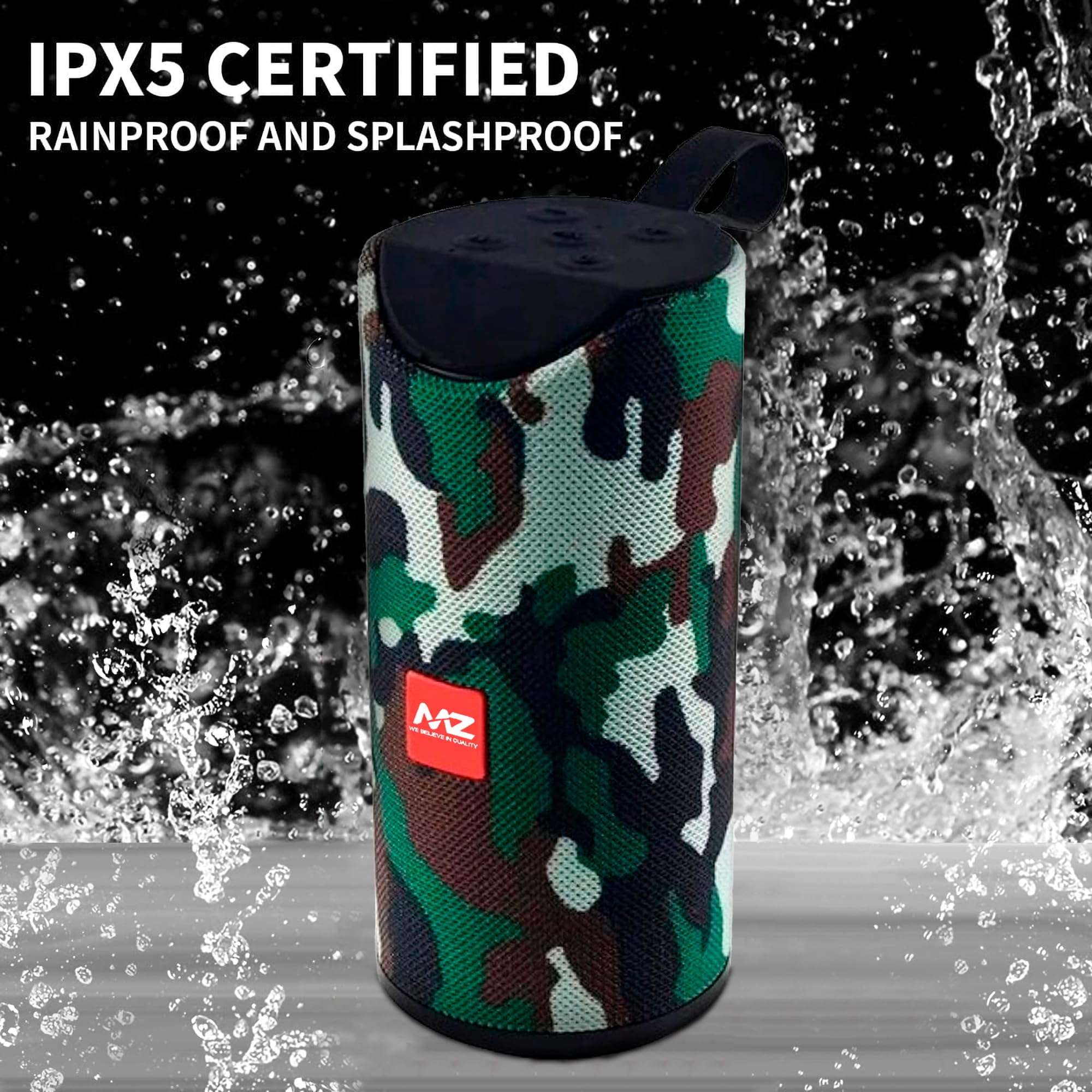 TXOR Stan, 10W IPX5 Bluetooth Speaker with TWS, Dynamic Powerful Bass and 1200 mAh Battery, USB and Memory Card Slot (Camouflage Green) 5