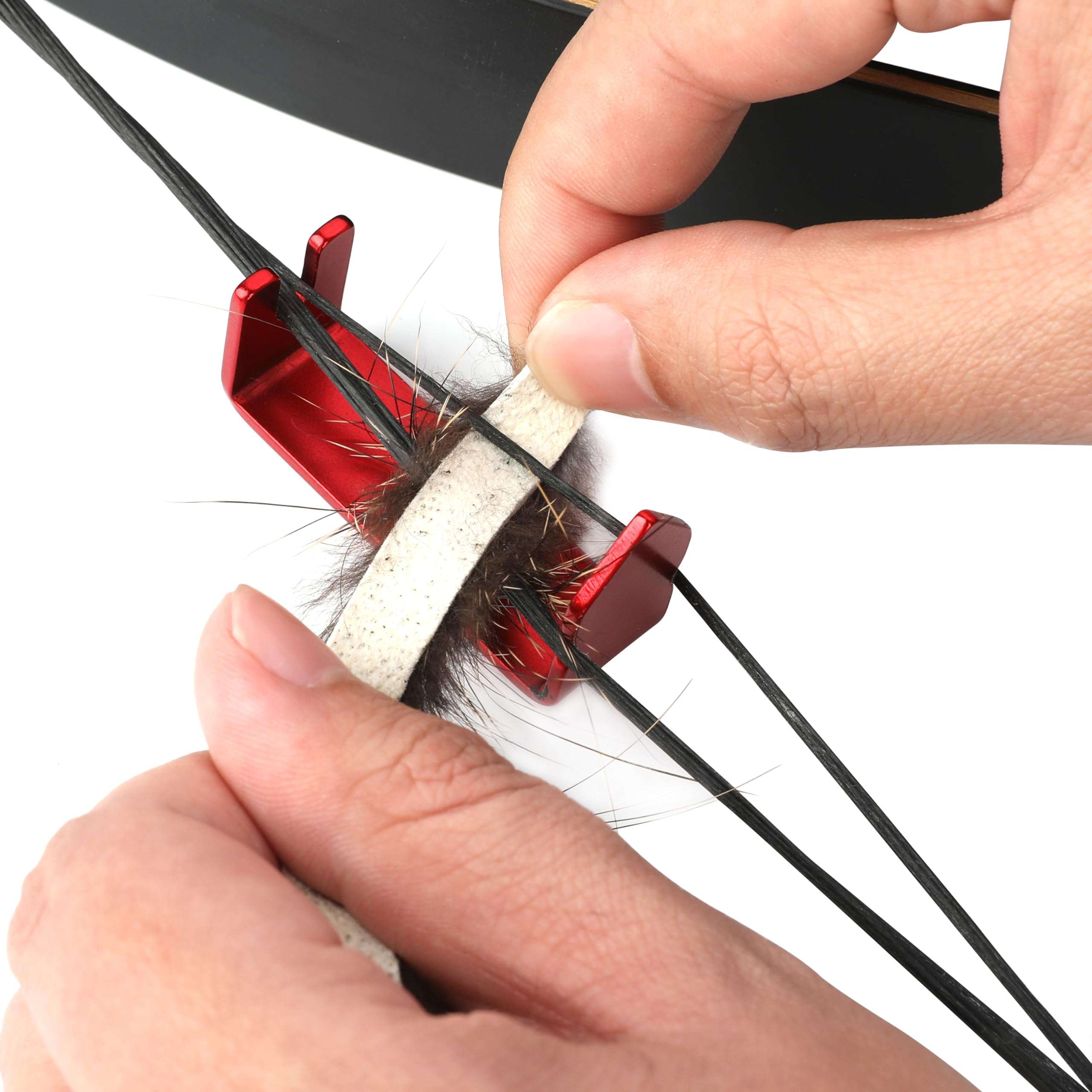 wolfman Archery Bow String Silencers Beaver Fur Reduce String Noise Dampeners Beaver Balls for Recurve & Longbow & Traditional Bow (1 Pair + 1 x String Separator) 4