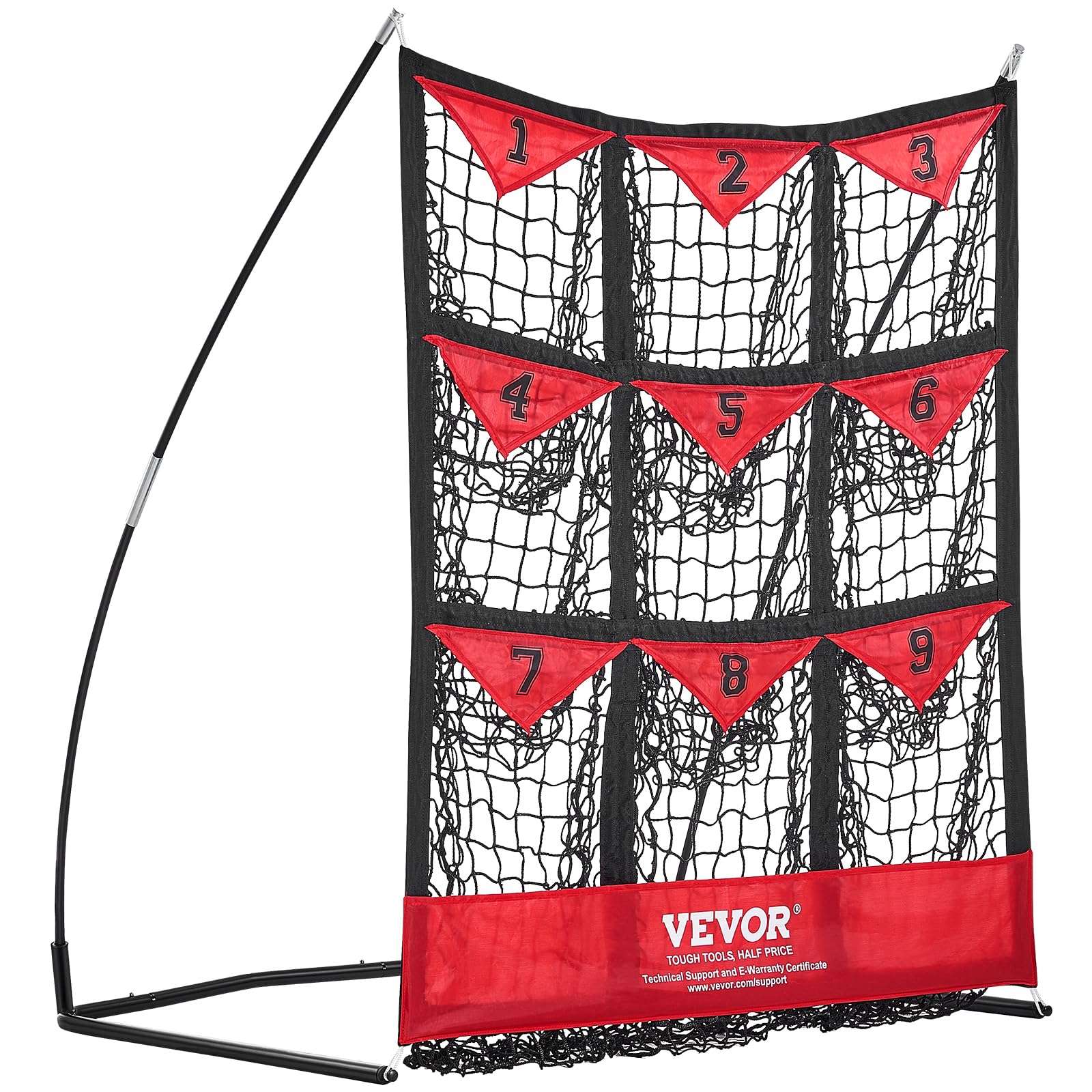 VEVOR Baseball Pitching Net 9 Hole, Softball Baseball Pitching Target Net, Portable Quick Assembly Trainer Aid with Strike Zone, Ground Stakes, for Youth Adults