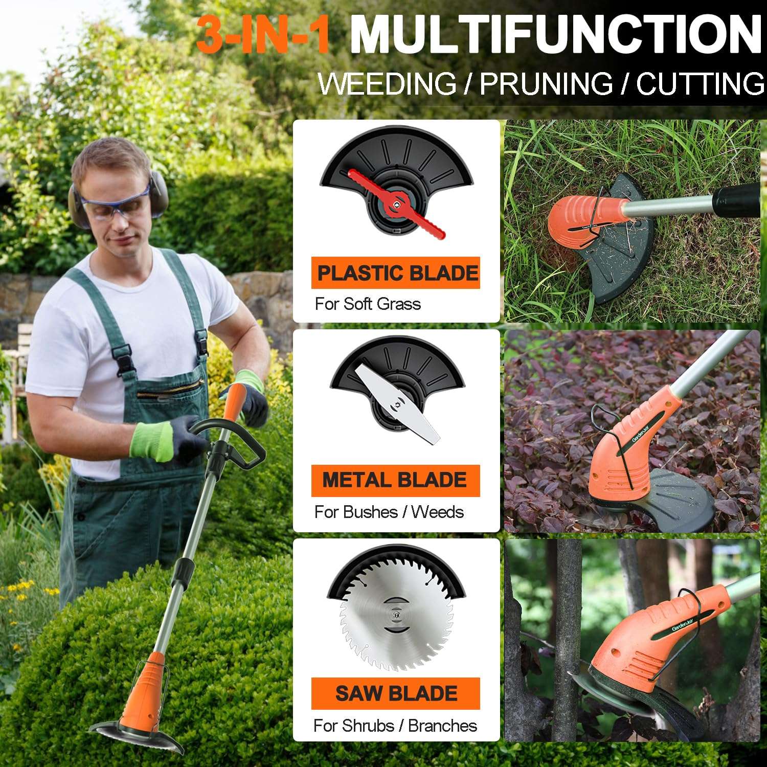 GardenJoy Weed Wacker with Cordless Leaf Blower for Lawn Care 5