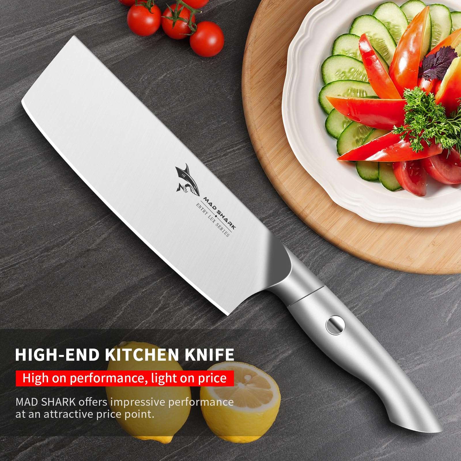 MAD SHARK Nakiri Chef Knife 7 Inch Vegetable Knives, Ultra Sharp Knife, Multipurpose Chopping Knife with Precision and Beauty, for Home and Kitchen, Unique gift for Family with Box (7 Inch) 3