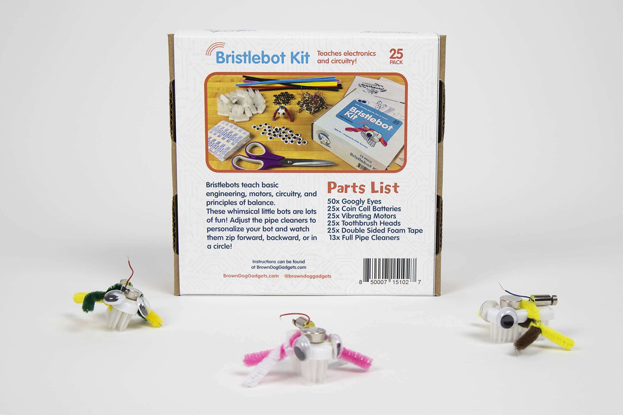 Brown Dog Gadgets - BRISTLEBOT KIT - 25 Pack - Educational STEM Building Kits for Kids 3