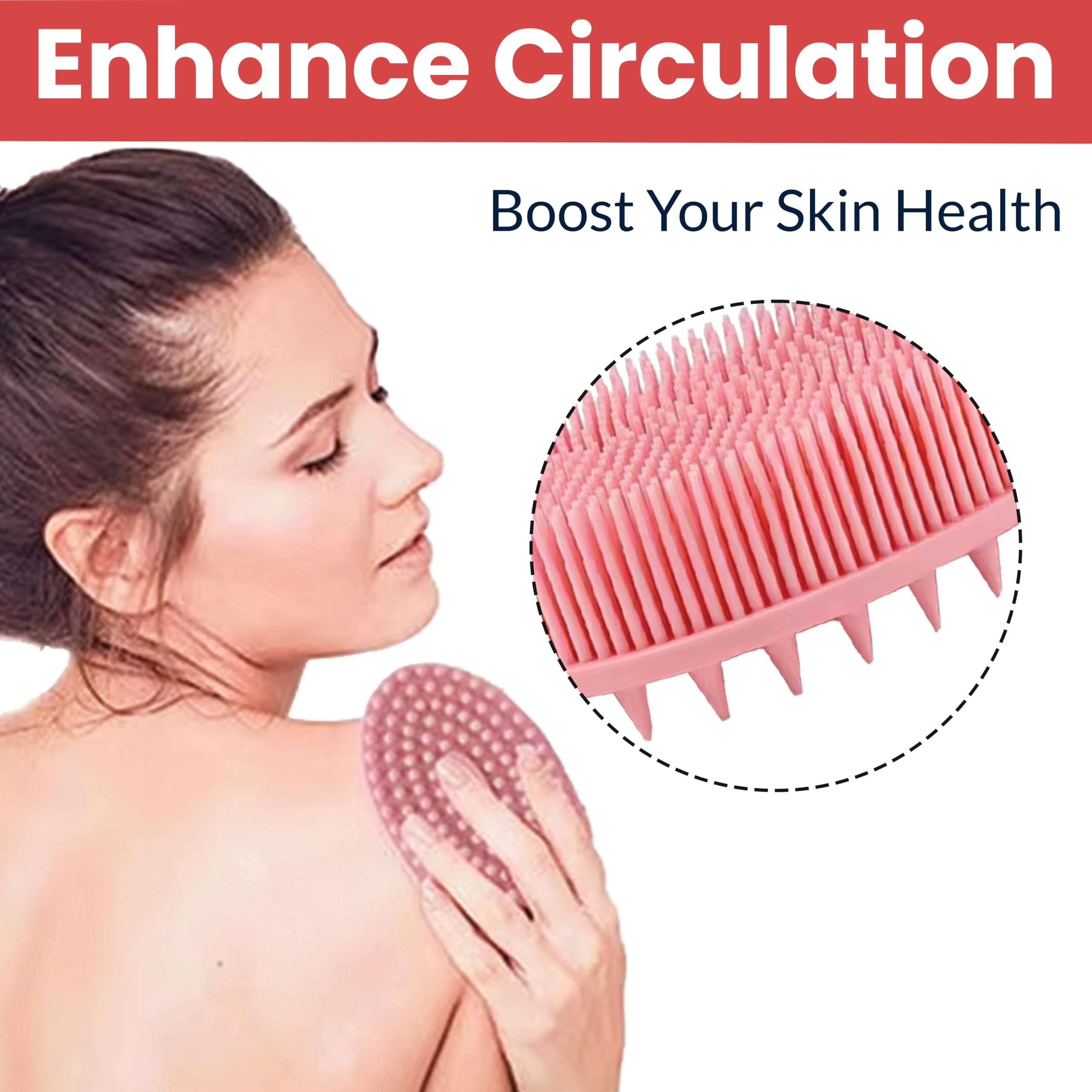 TEMPERIA (1 pcs) Silicone Body Scrubber for Bathing - Exfoliator Bath Brush for Face & Body Wash - For Nourishing Cleaning & Exfoliating Skin - Lather Boosting Ergonomic No-Slip Handle for Men & Women (Random Colors) (MN01) 6