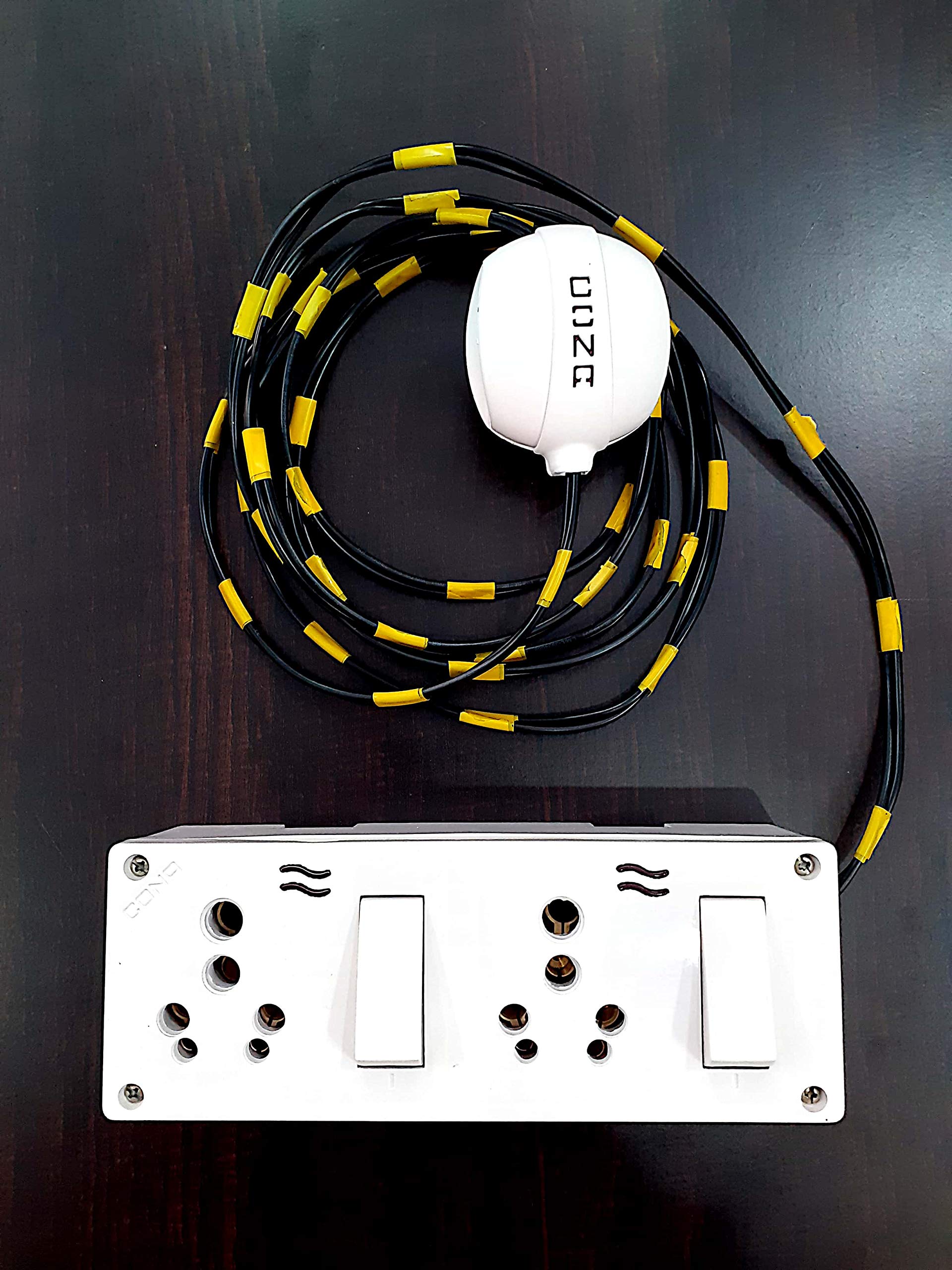 Cona Customised Extension Board with 1.5 mm Wire & Double Combine Socket 6/16 Amp & Switch 16 Amp with PVC Box & Indicator (10 Meter)