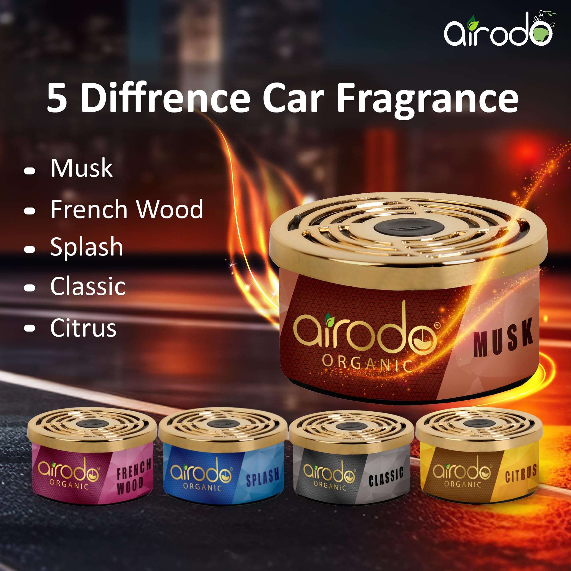 Airodo One Musk Organic Car Perfume, Strong Fiber Air Freshener to Freshen'up Your Car - Car Accessories interior car perfumes and fresheners (50g with 2 Refill) 5