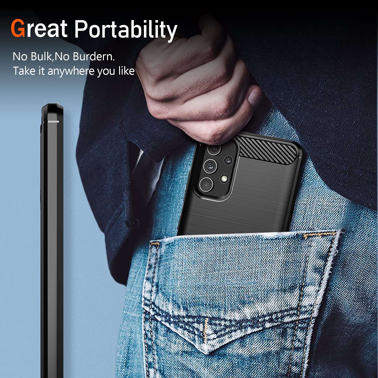 for Galaxy A03S Case, Samsung A03S [U.S. Edition] Case with Stand Kickstand Ring and Camera Cover with Tempered Glass Screen Protector, Military Grade Shockproof Protective Cover (TC-Black) 6