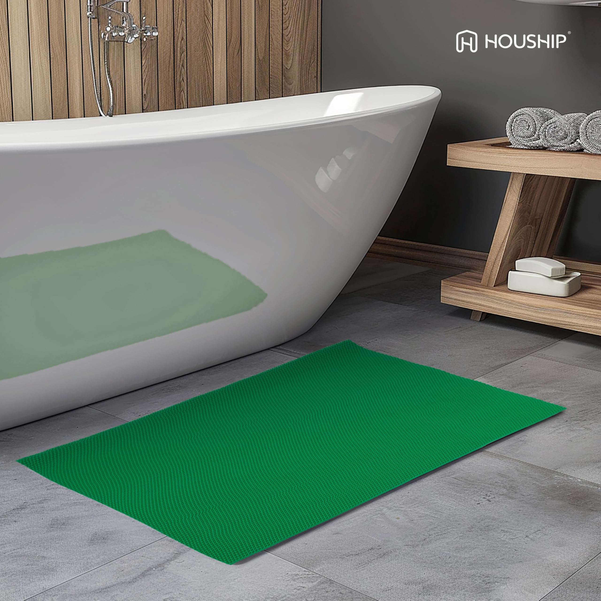 HOUSHIP® Anti Skid Rubber Bathroom Mat 2x3 Feet | Waterproof Non Slip Shower Door Mat | PVC Multipurpose Indoor Outdoor Entrance Floor Rug Export Quality Rain Mat (Green) 6