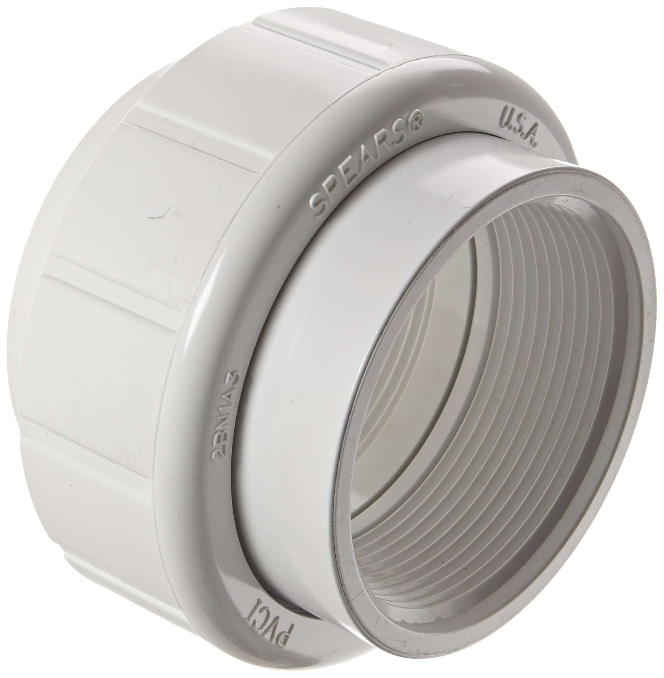Spears 458 Series PVC Pipe Fitting, Union with Buna O-Ring, Schedule 40, 3" NPT Female 1