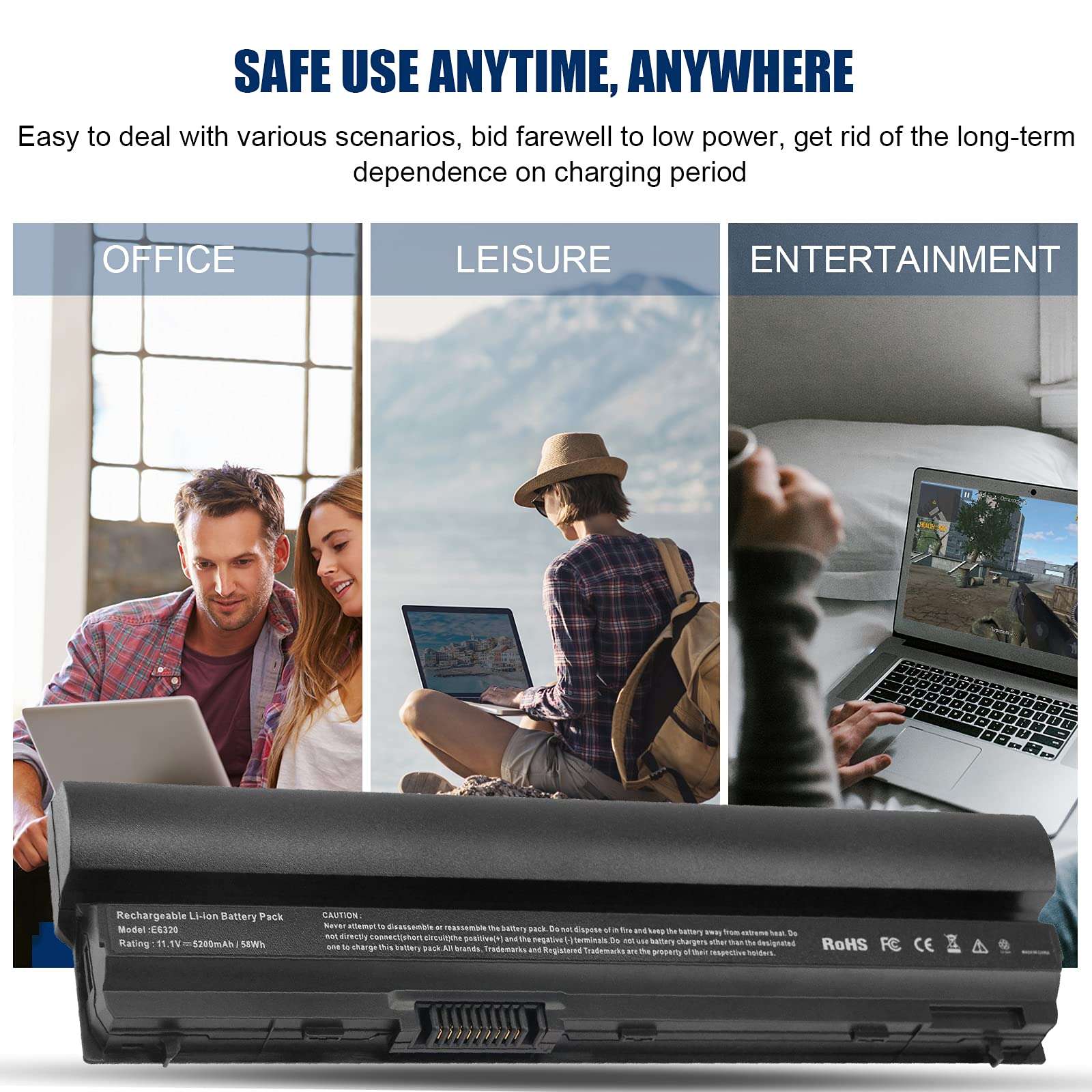 ARyee E6320 Battery Laptop Battery Compatible with Dell Latitude E6120 E6220 E6230 E6320 E6330 E6430S Series, fit RFJMW K4CP5 Y61CV J79X4 FRR0G 312-1241 312-1242 5